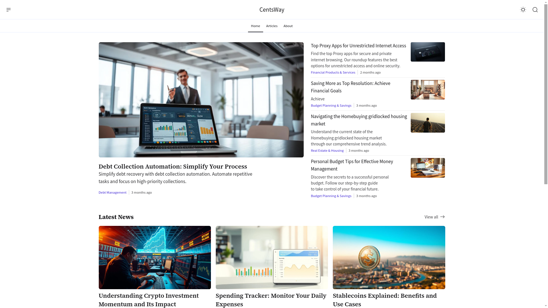website screenshot of https://centsway.com/
