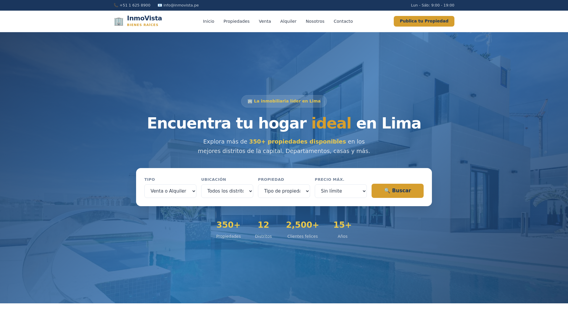 website screenshot of https://inmobiliaria-awm.pages.dev/