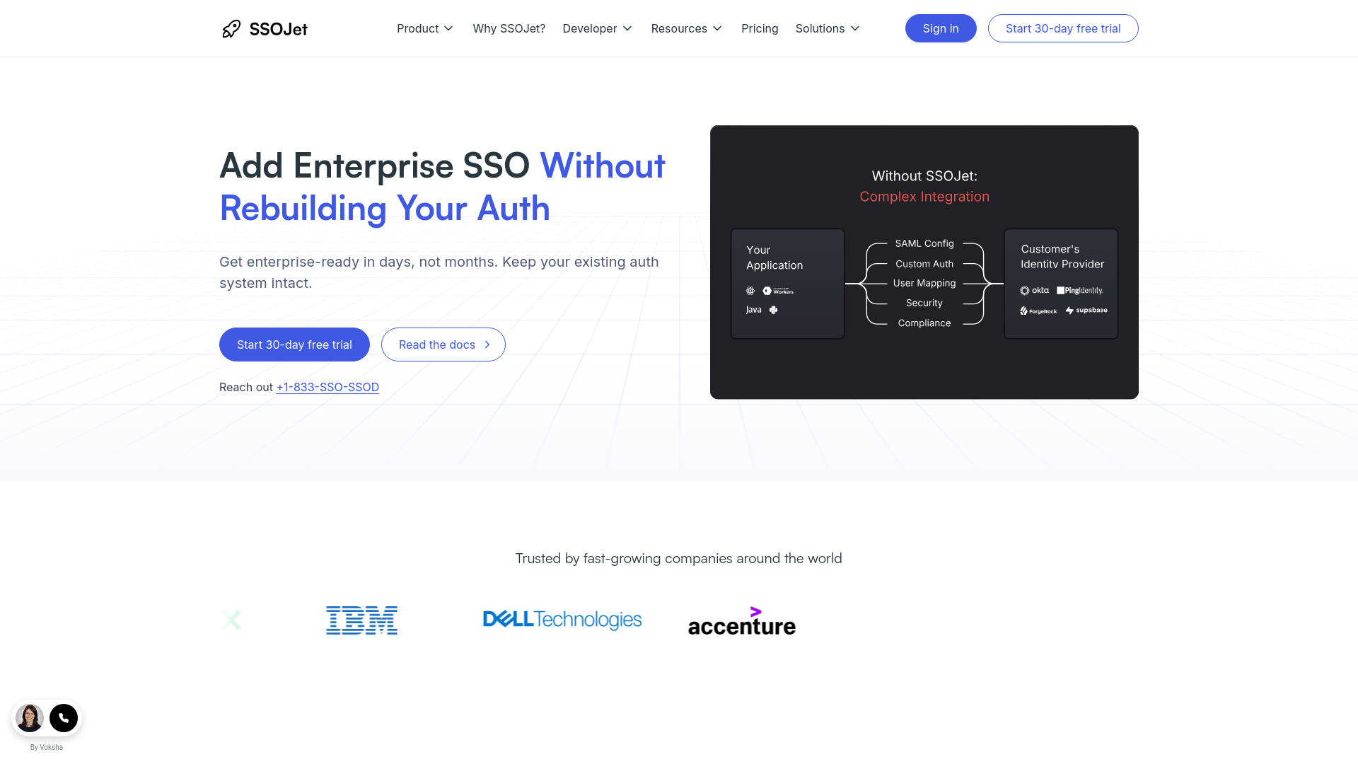 website screenshot of https://getssojet.com