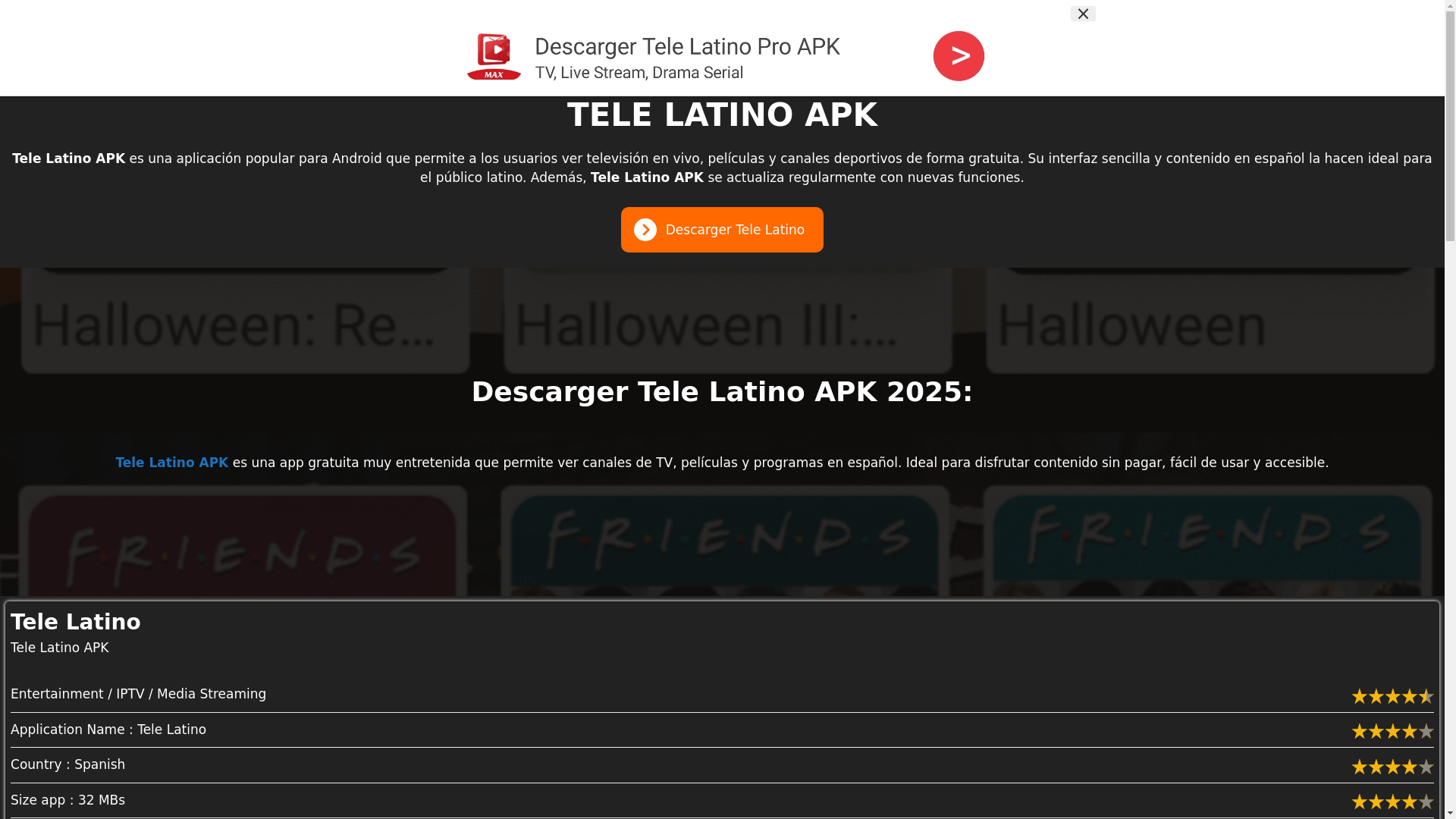 website screenshot of https://telelatino.pro