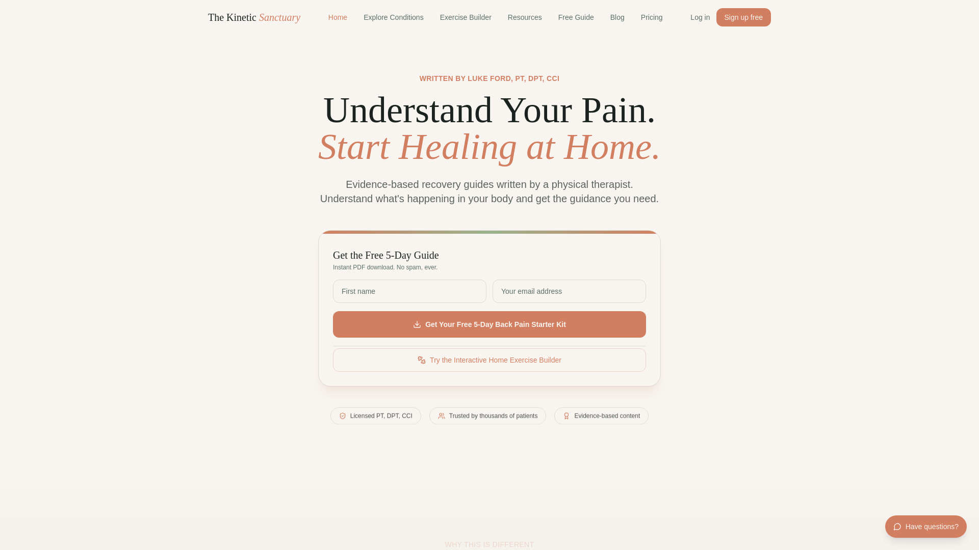 website screenshot of https://kineticsanctuary.com