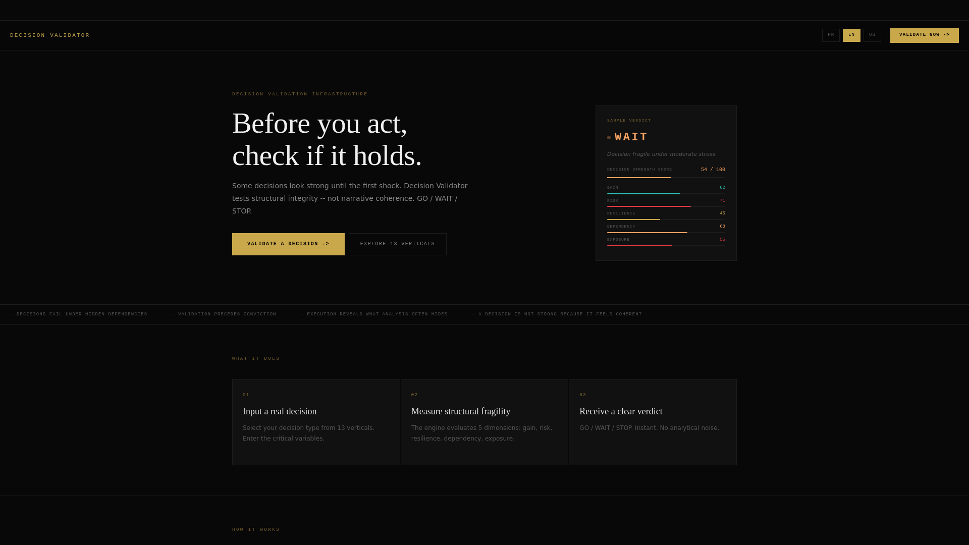 website screenshot of https://decisiumvalidator.com/