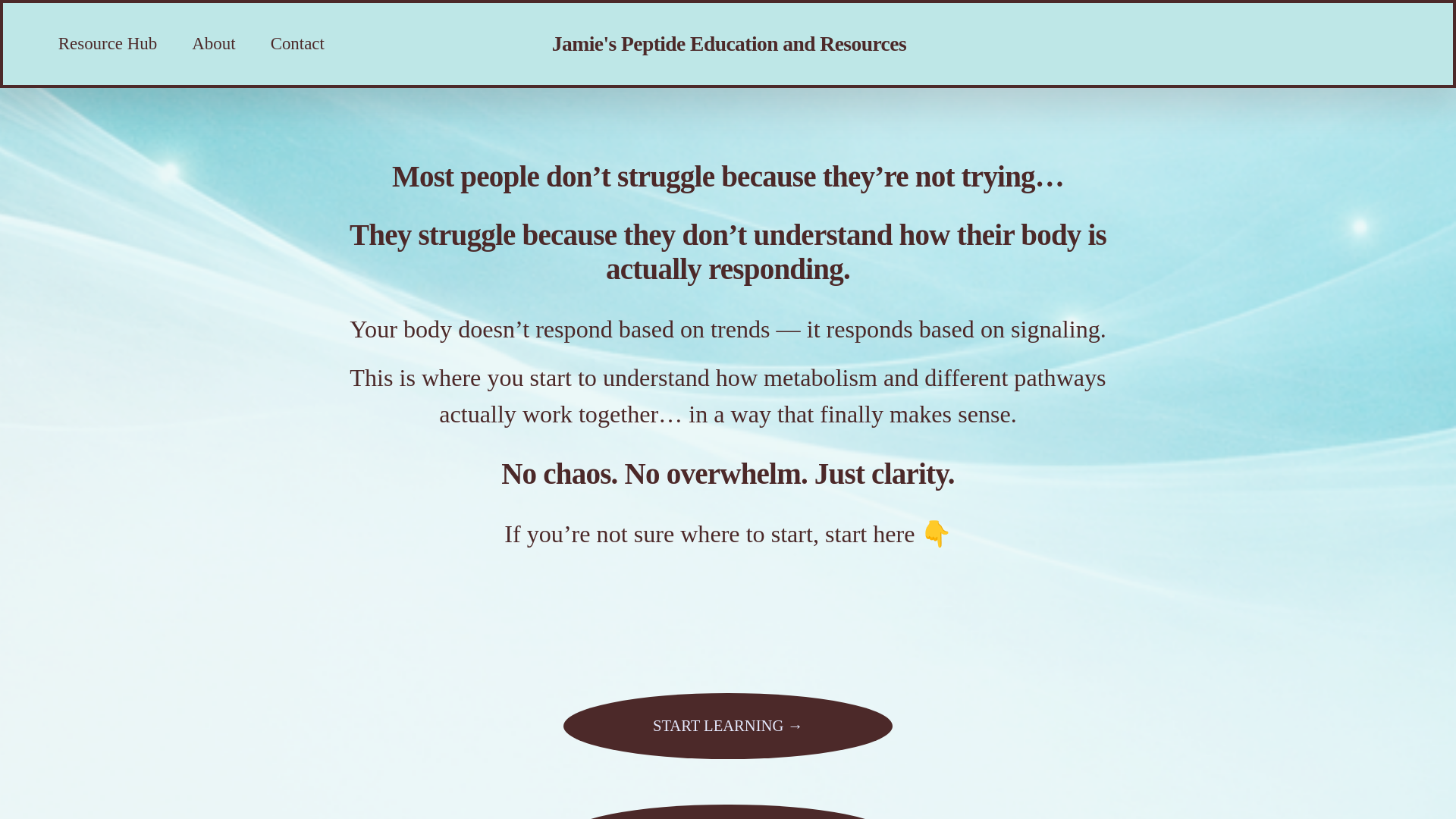 website screenshot of https://jamiespeptideeducationandresources.com