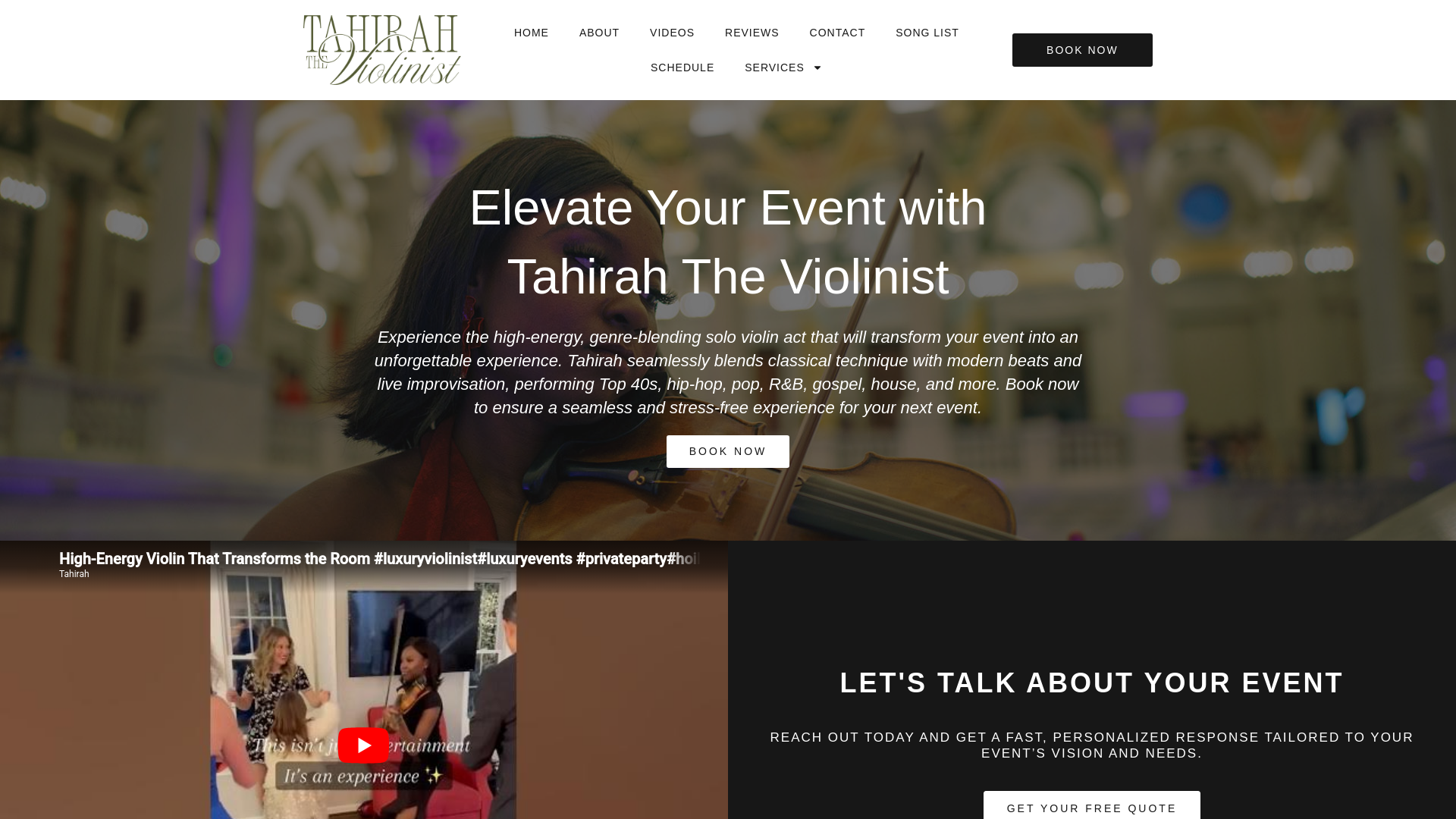 website screenshot of https://tahirahtheviolinist.com/