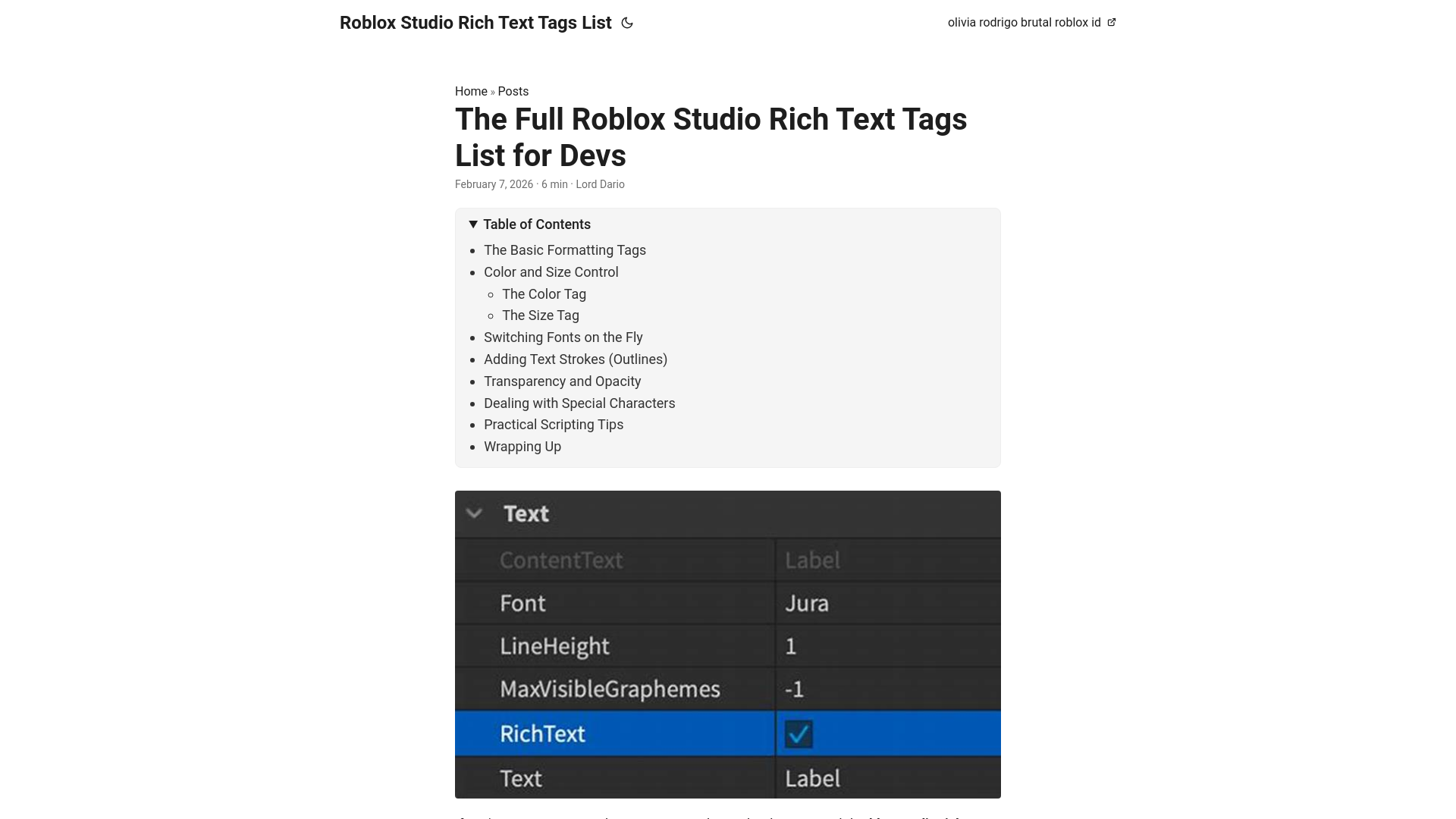 website screenshot of https://roblox-studio-rich-text-tags-list.pages.dev/
