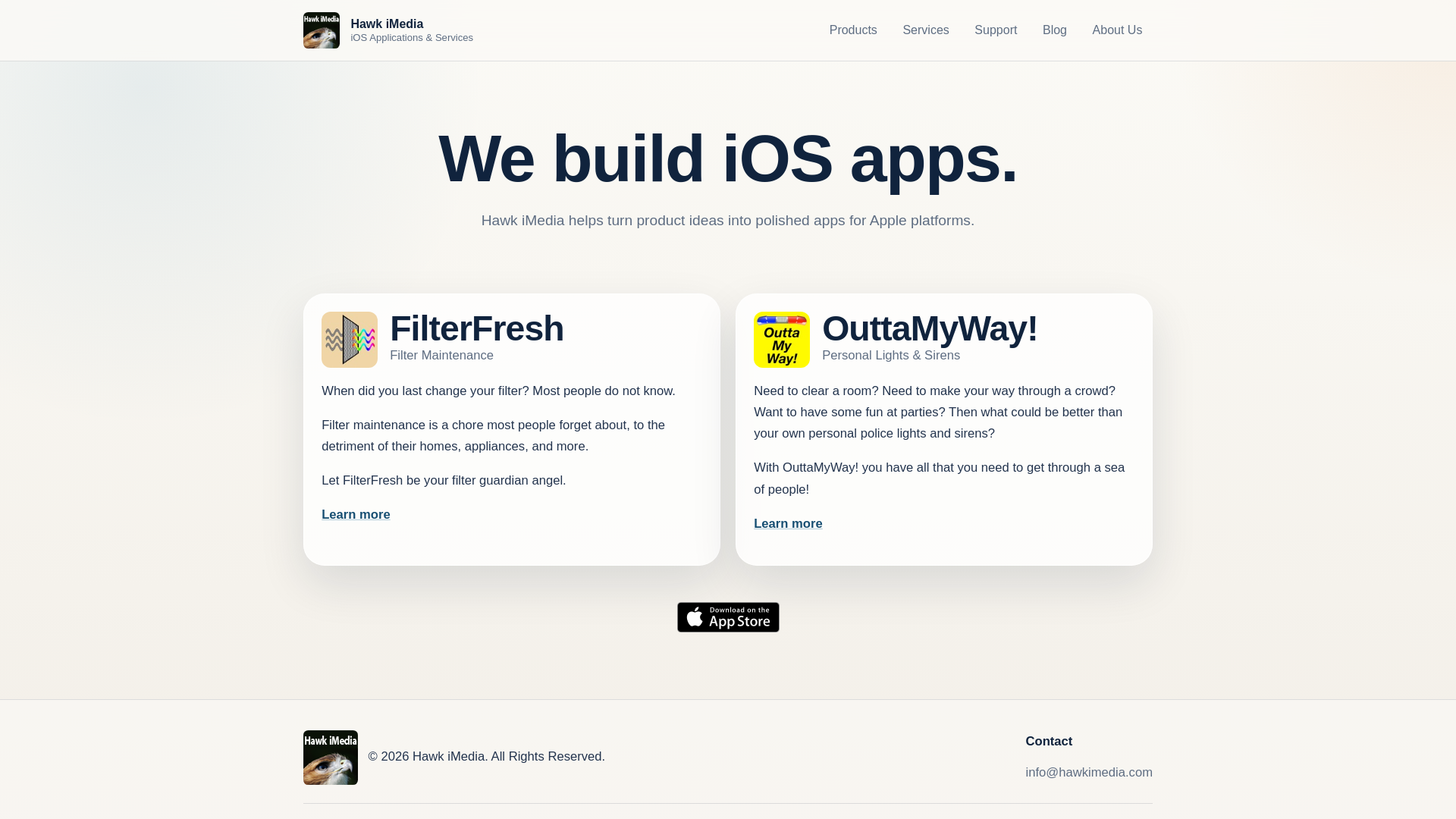 website screenshot of https://www.hawkimedia.com/
