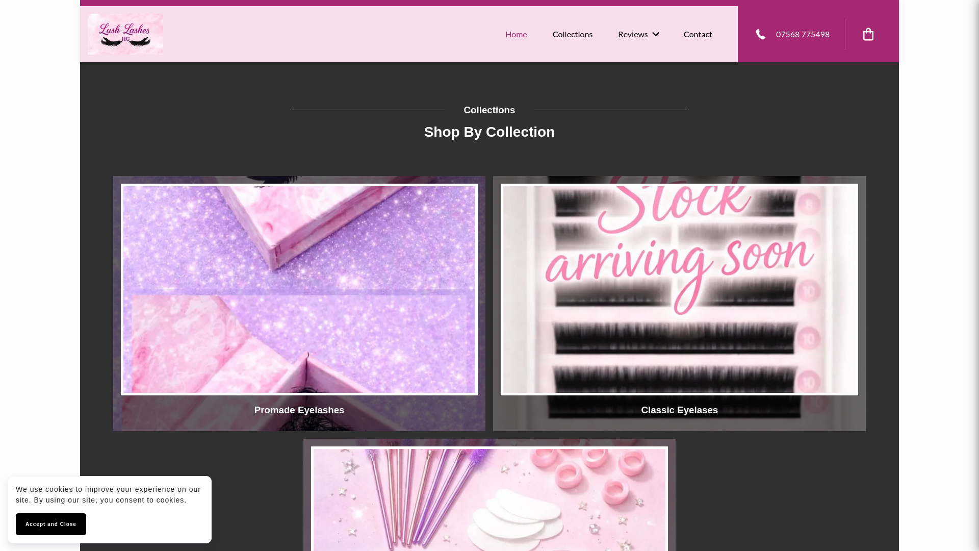 website screenshot of https://lushlasheshg.co.uk