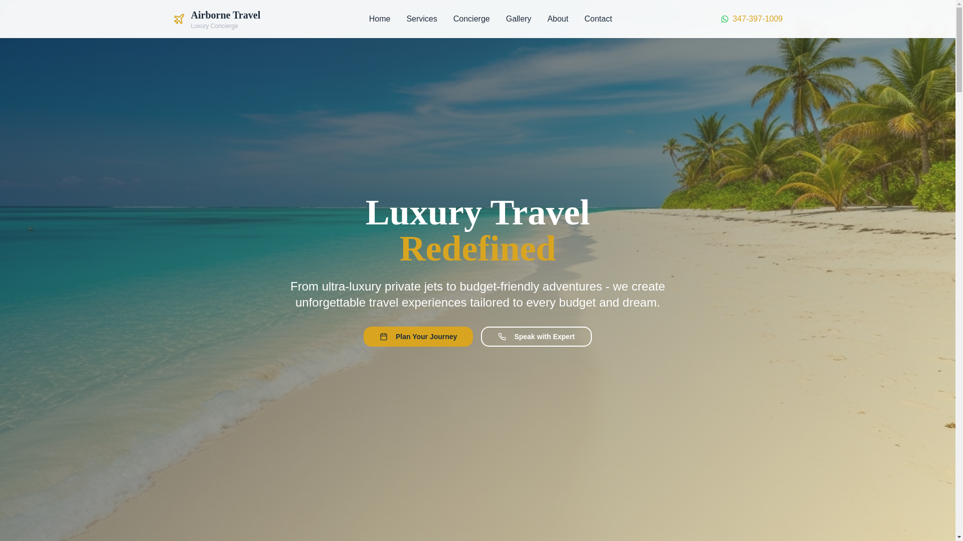 website screenshot of https://airbornetravel.net/