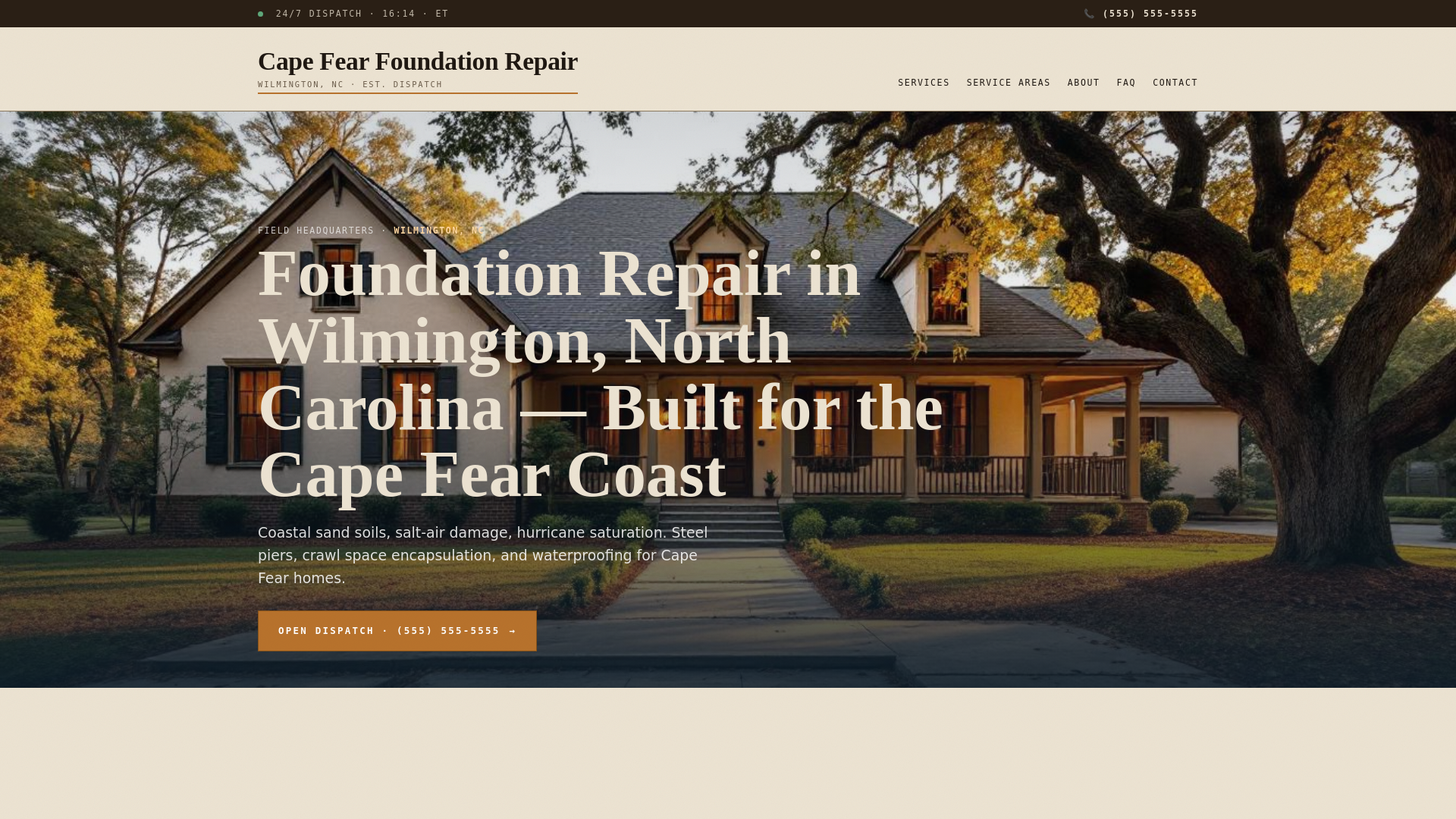 website screenshot of https://foundation-repair-wilmington.com/