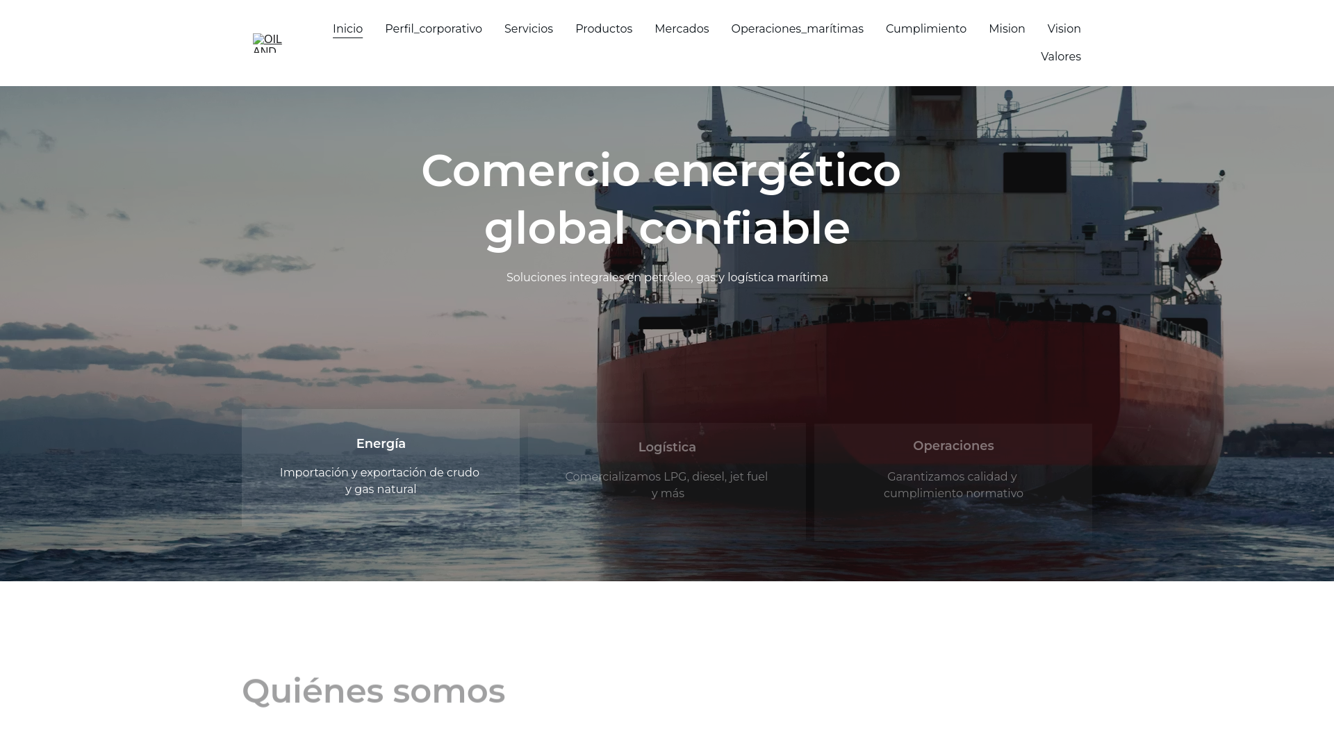 website screenshot of https://oilgastrading.co/