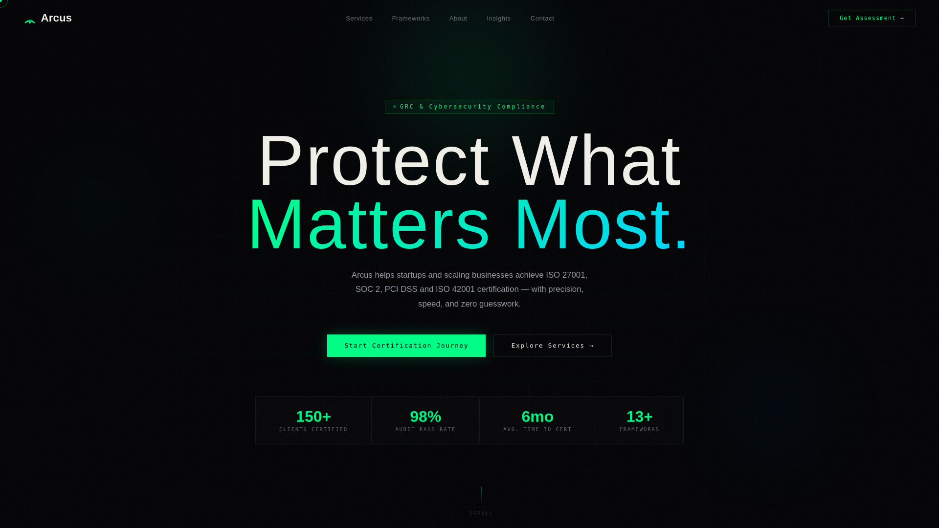 website screenshot of https://arcus-cyber.com/