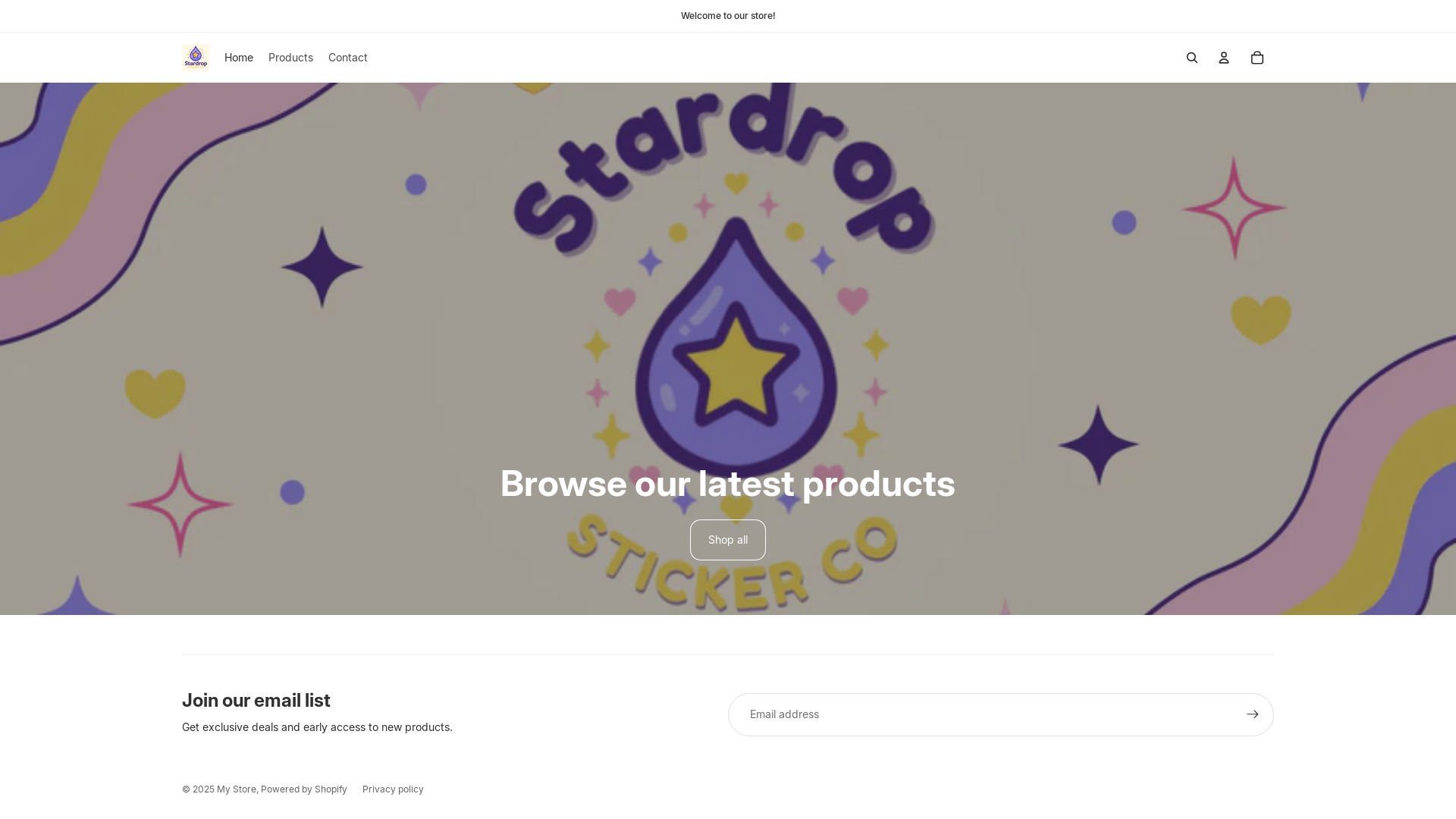 website screenshot of https://stardropstickerco.com/