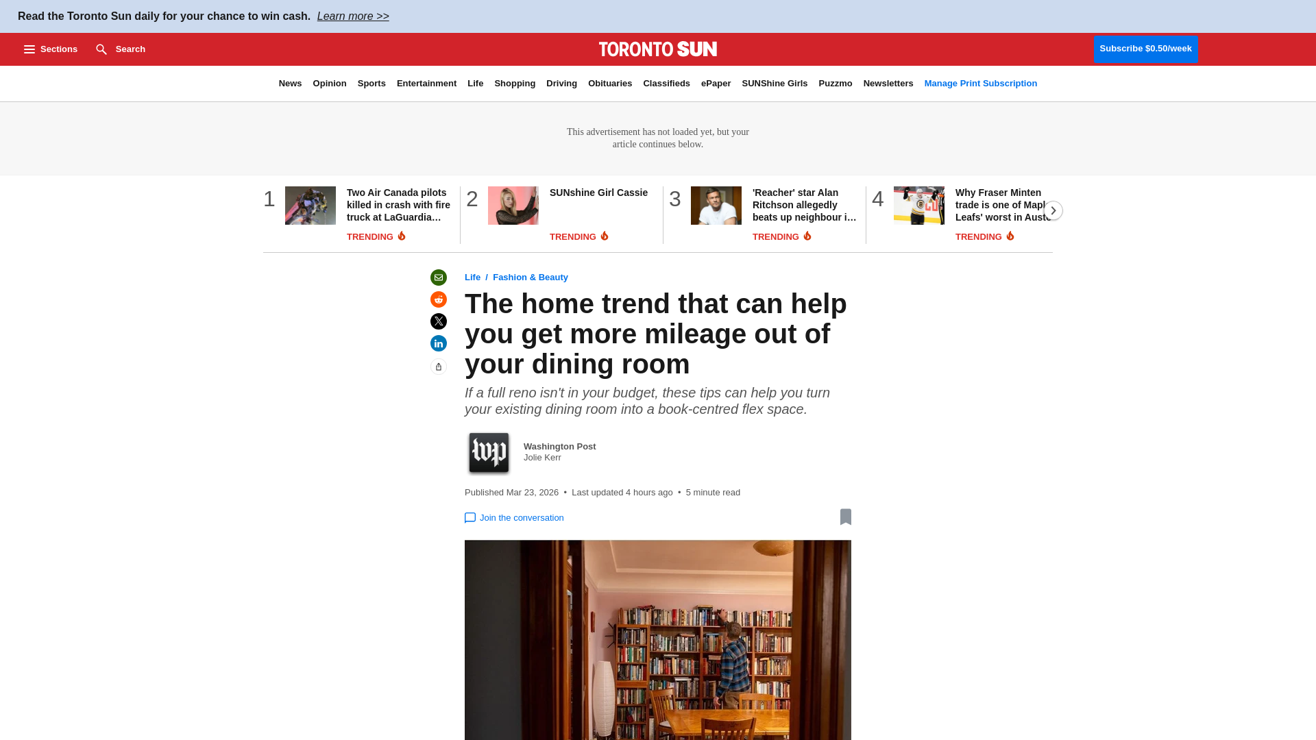 website screenshot of https://torontosun.com/life/fashion-beauty/the-home-trend-that-can-help-you-get-more-mileage-out-of-your-dining-room