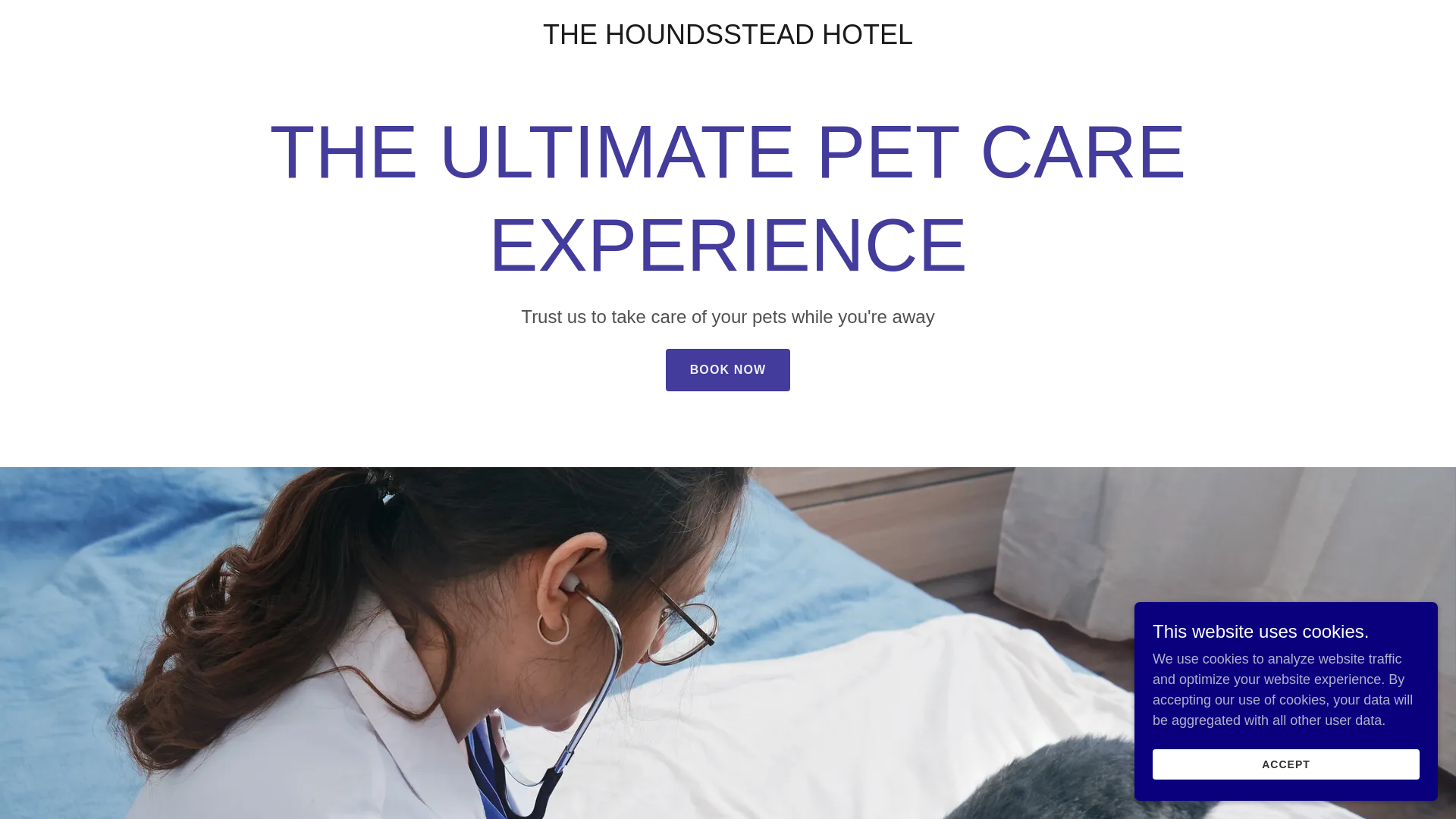 website screenshot of https://thehoundsteadhotel.com