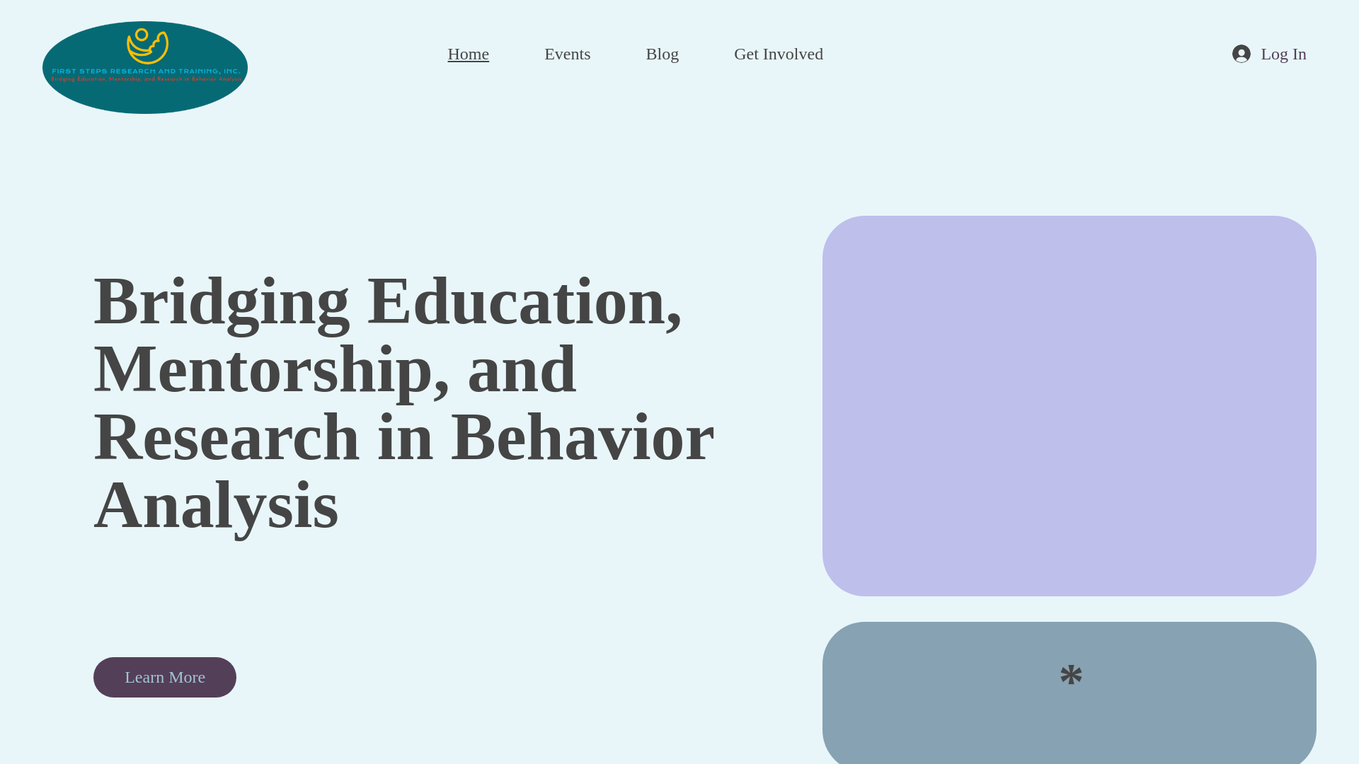 website screenshot of https://firststepsresearchandtraining.com
