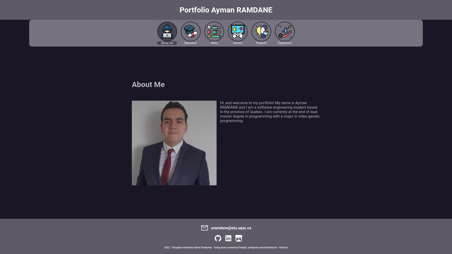 website screenshot of https://portfolio-aramdane.pages.dev/