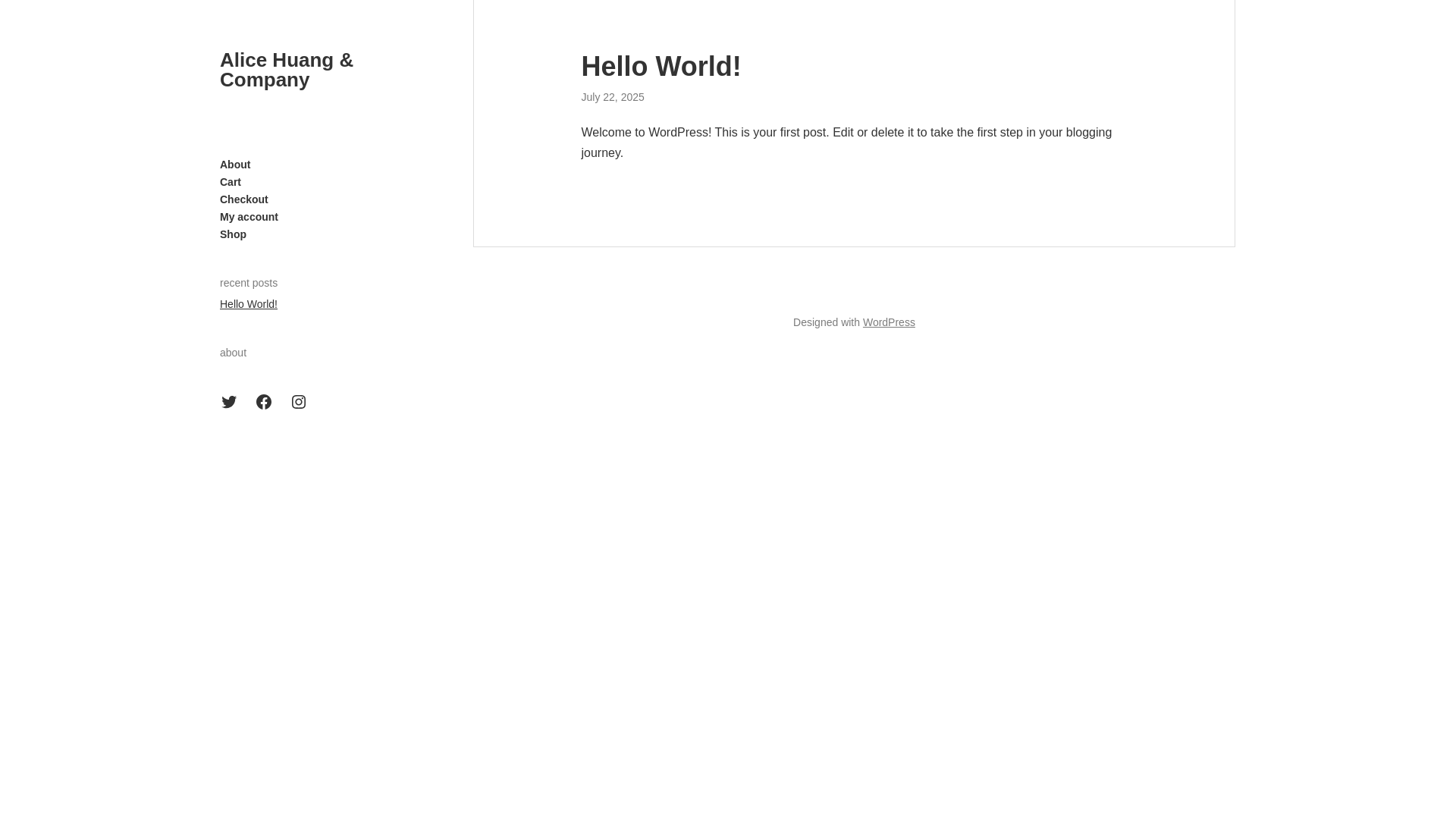 website screenshot of https://alicehuangcompany.com/