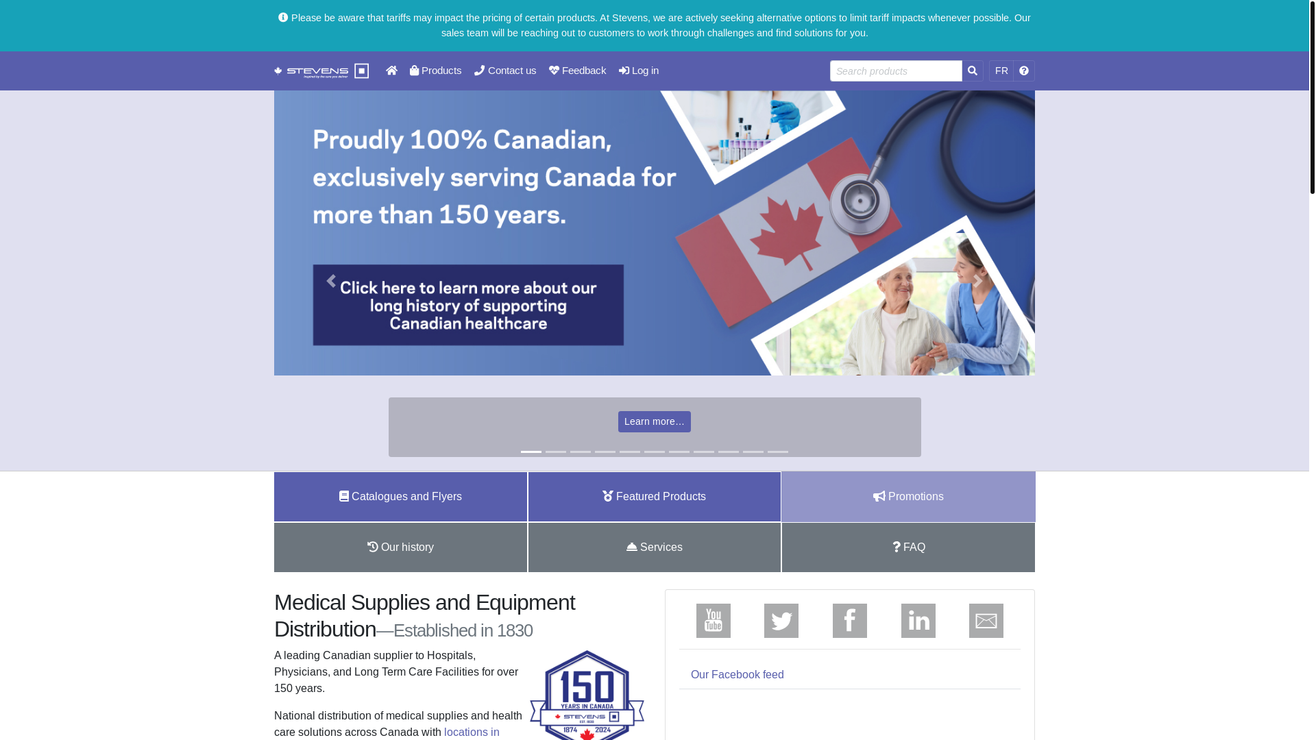 website screenshot of https://stevens.ca/