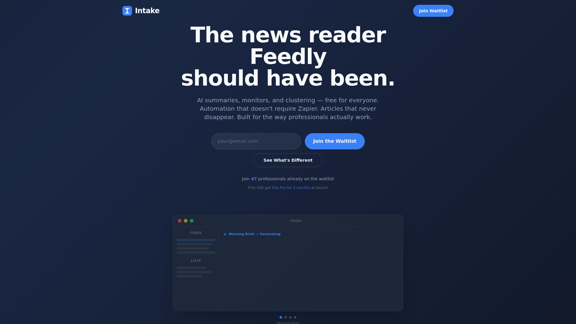 website screenshot of https://intake.bio/