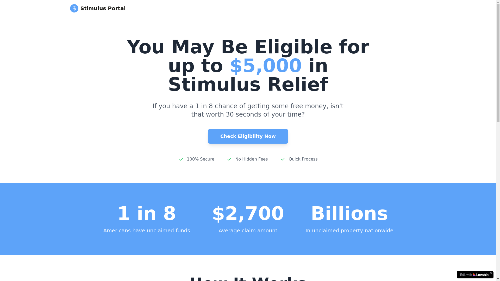 website screenshot of https://stimcheque.com/