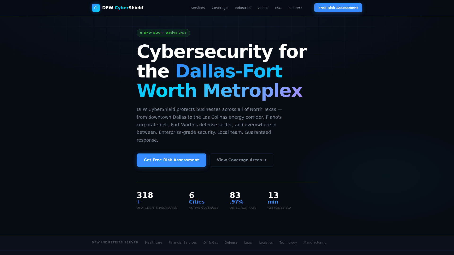 website screenshot of https://dfw-cyber-shield.pages.dev/