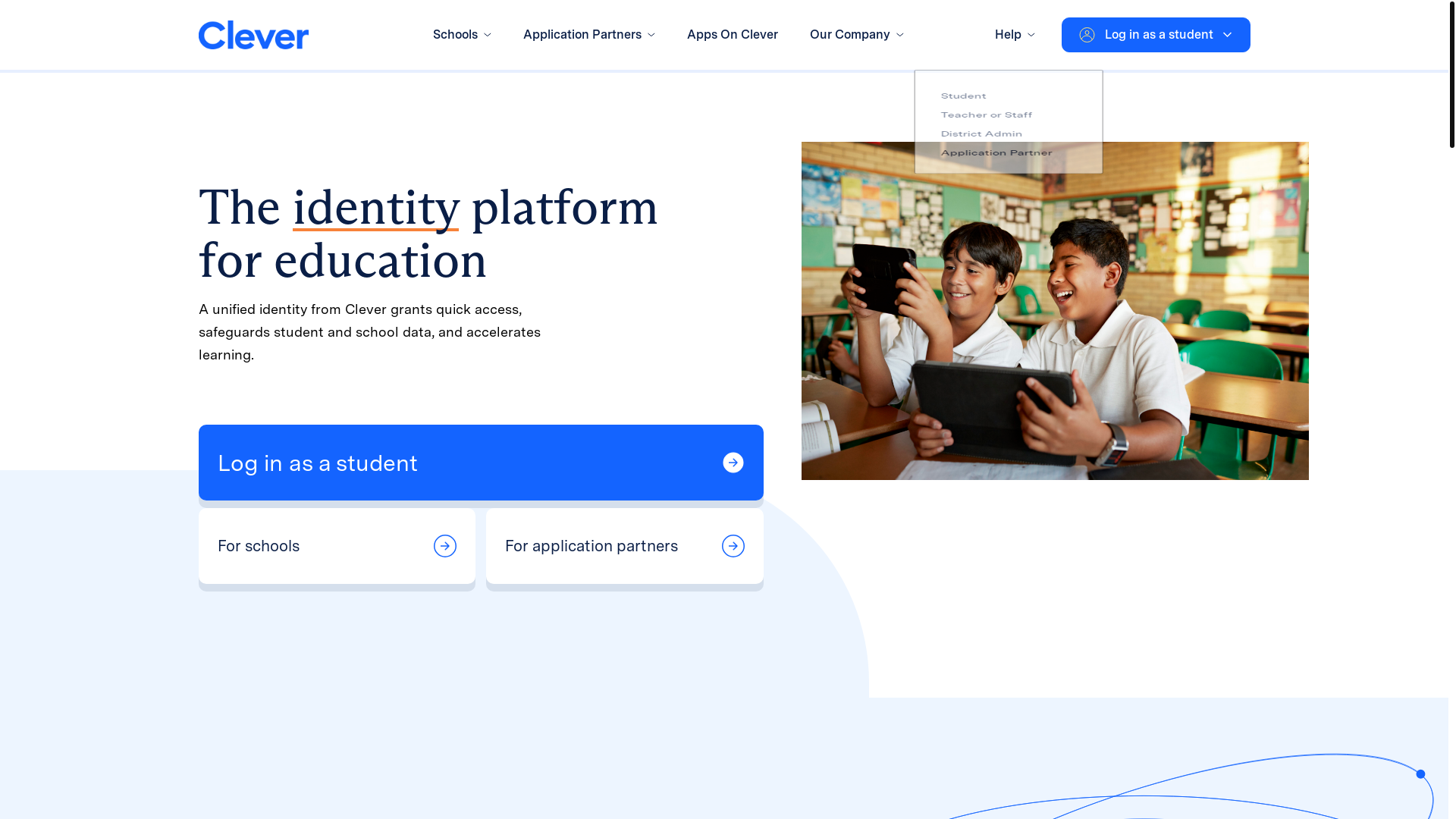 website screenshot of https://clever.com