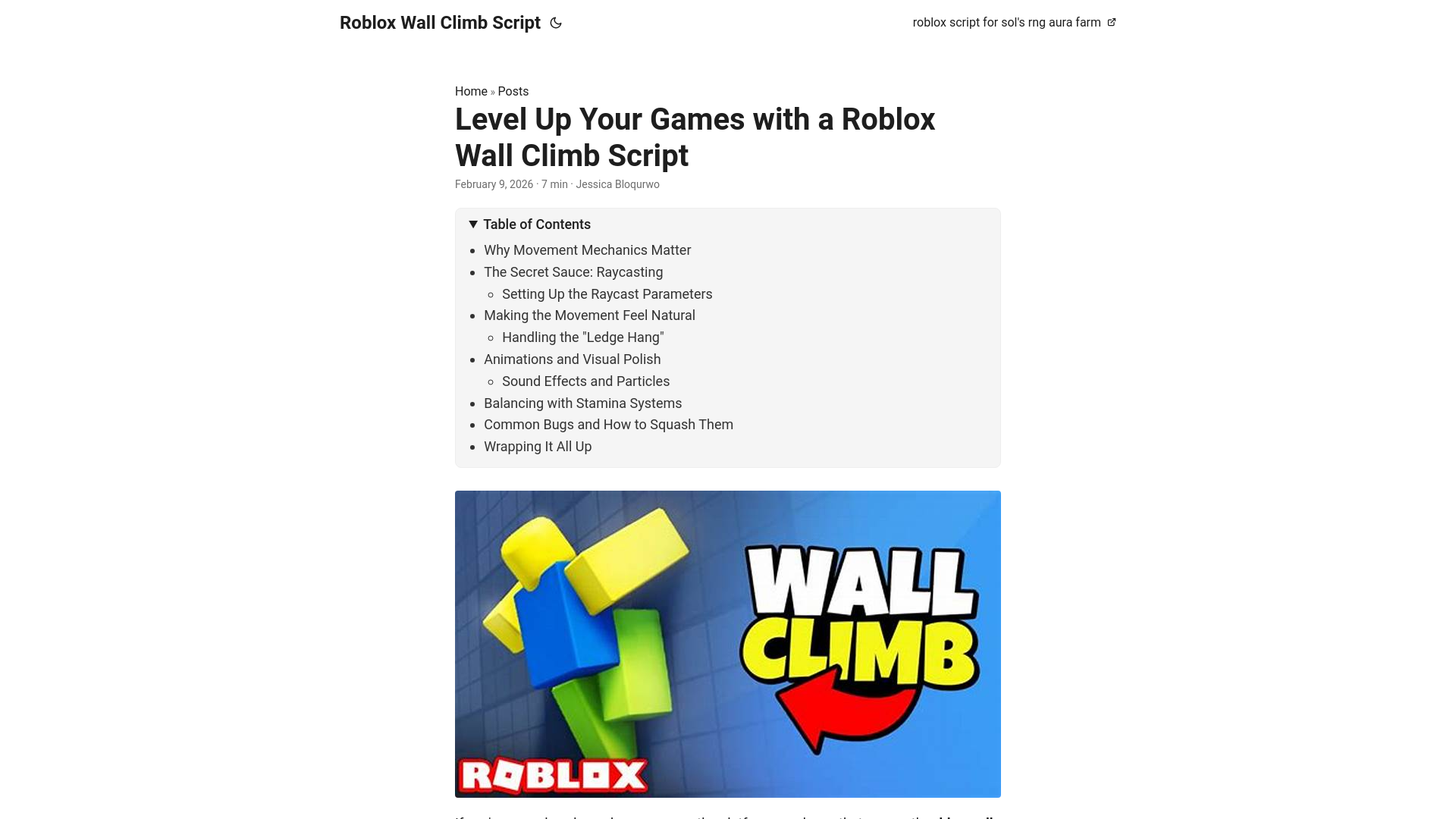 website screenshot of https://roblox-wall-climb-script.pages.dev/