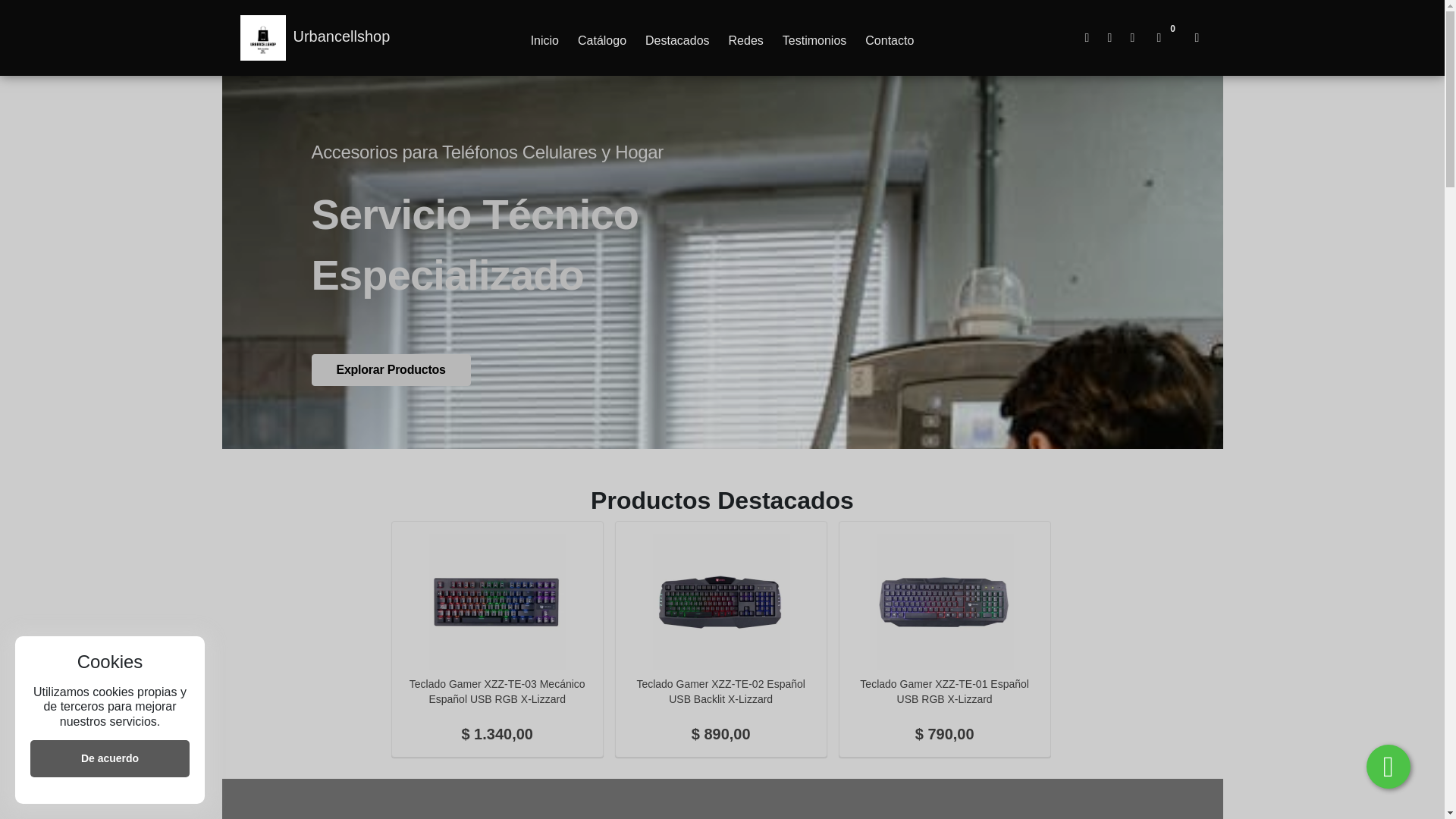 website screenshot of https://urbancellshop.store/