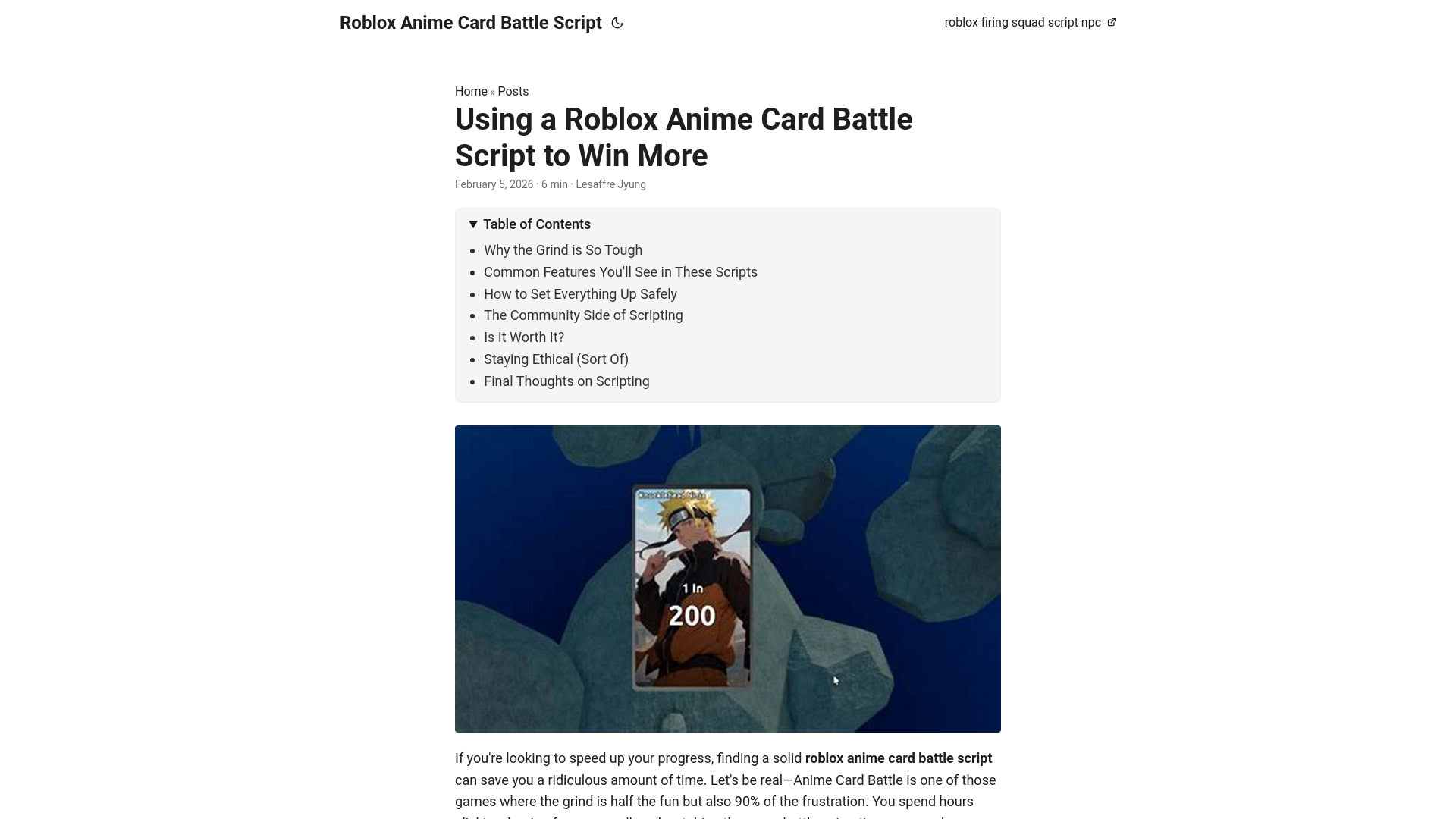 website screenshot of https://roblox-anime-card-battle-script.pages.dev/