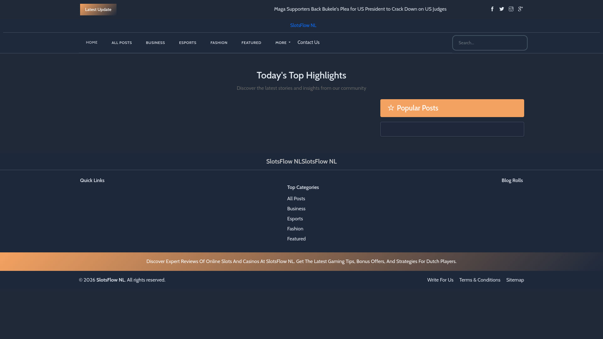 website screenshot of https://slotsflow.nl/