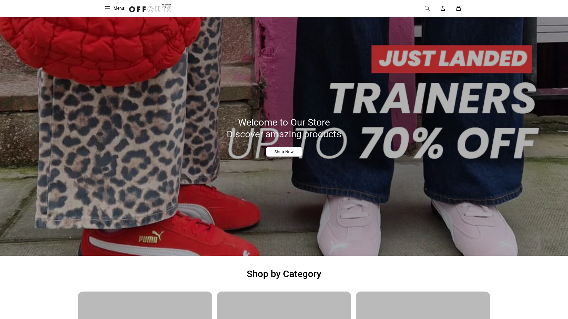 website screenshot of https://offcutsshoesshop.shop/