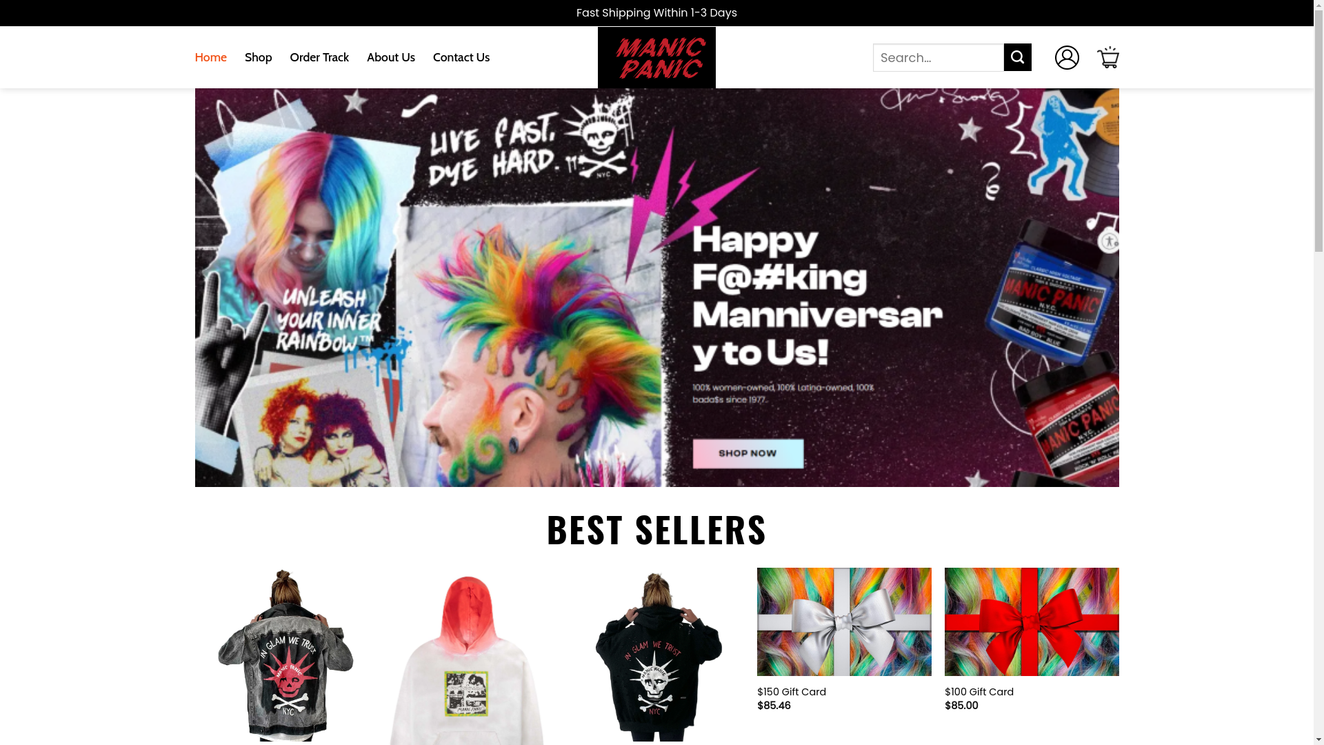 website screenshot of https://ourmanicpanic.shop/