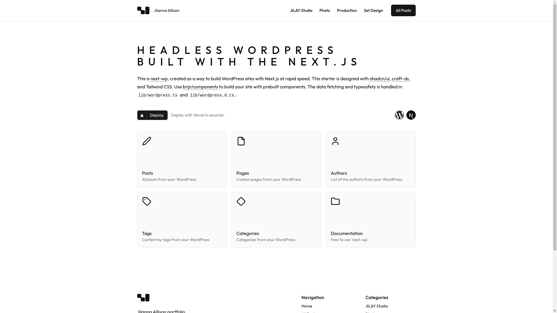 website screenshot of https://jilannaallison.xyz/