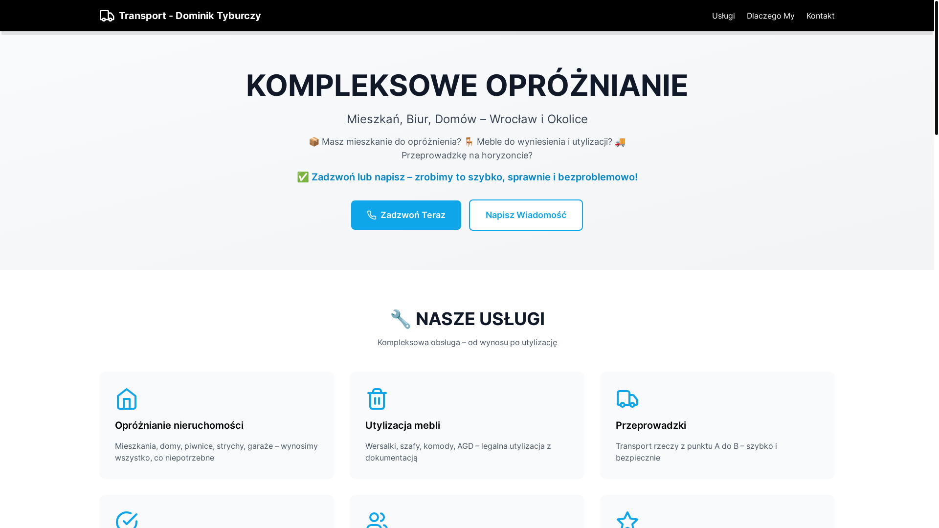 website screenshot of https://tyburczytransport.pl/