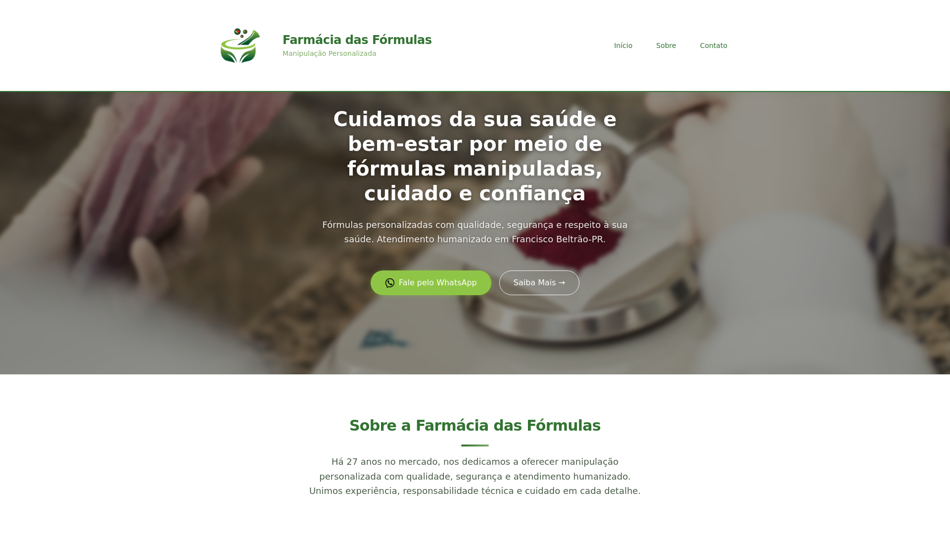 website screenshot of https://farmaciadasformulas.com.br/