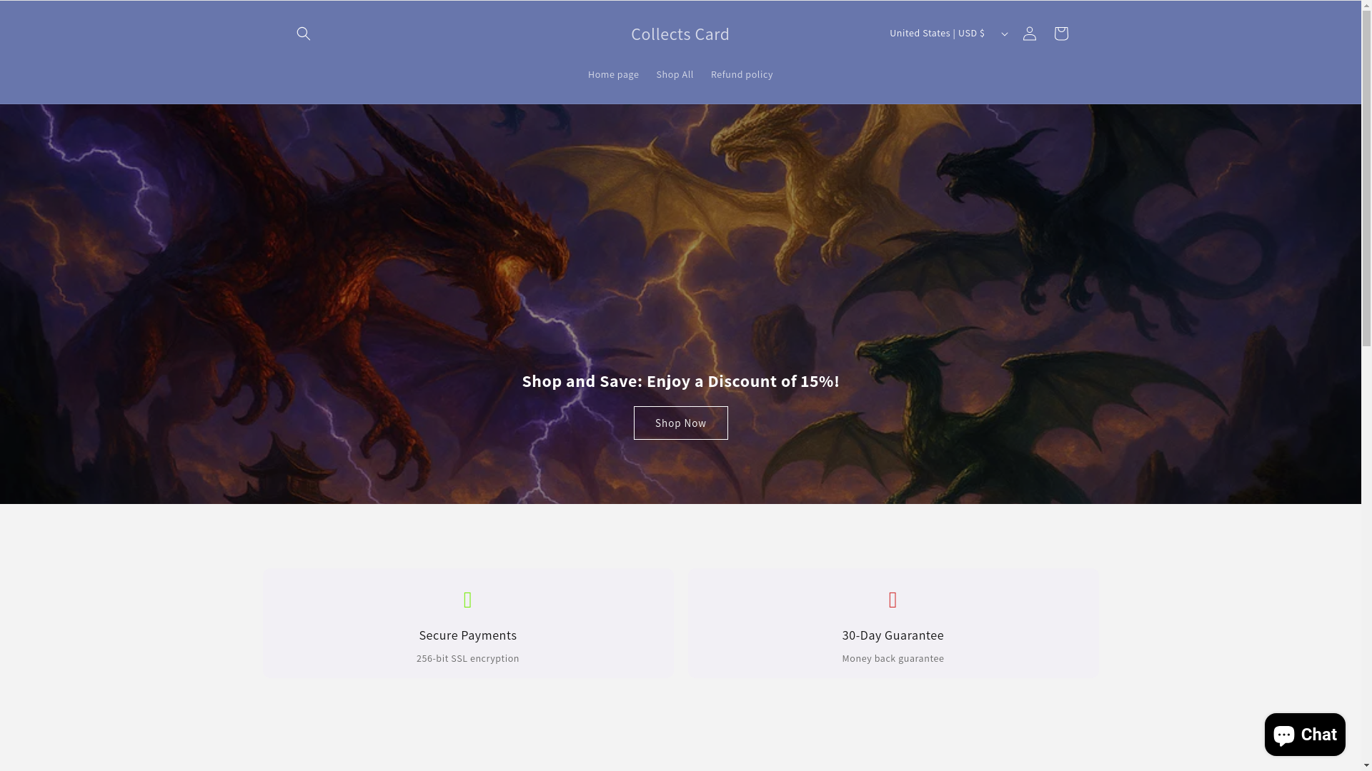 website screenshot of https://collectscard.shop/