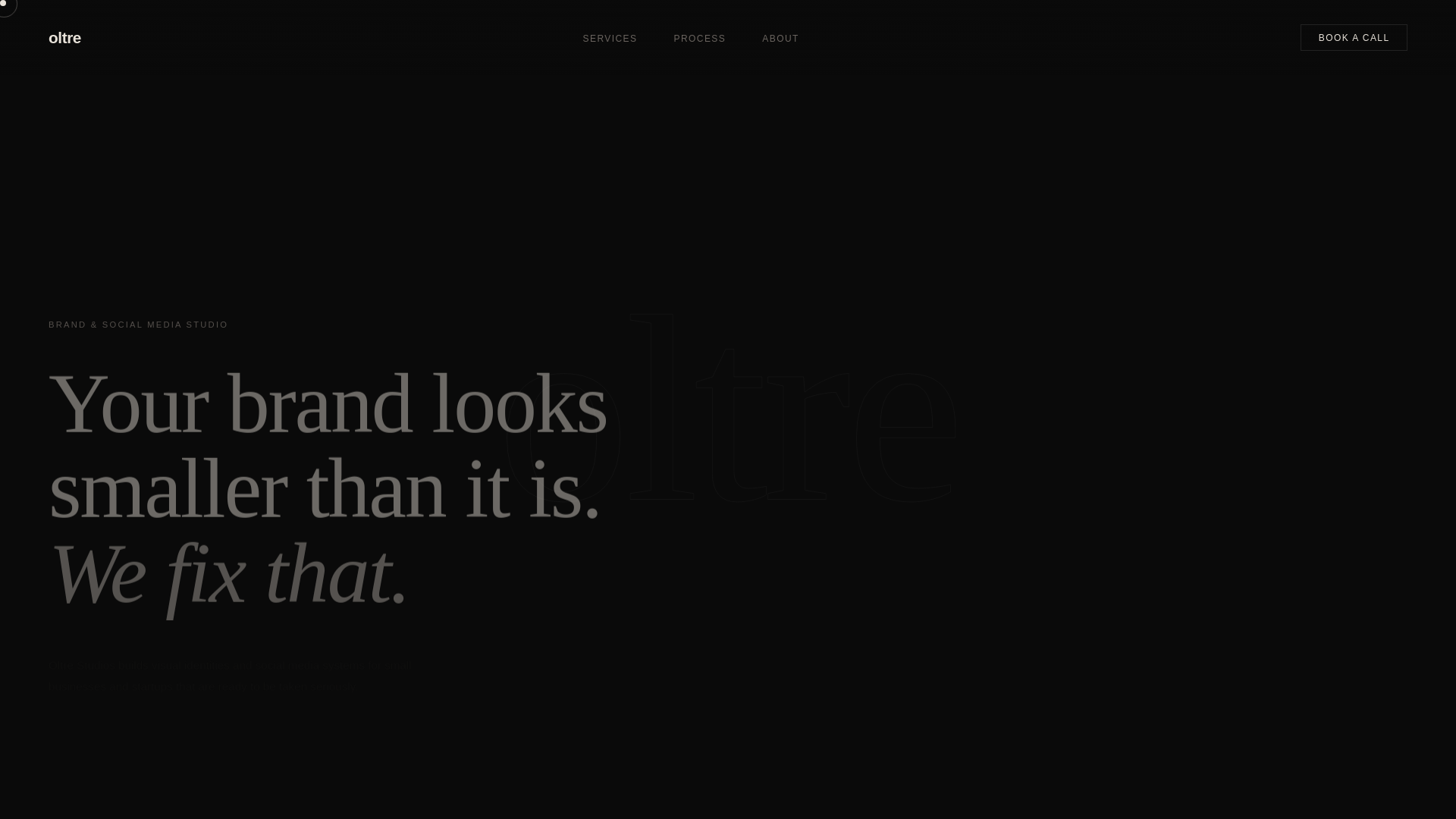 website screenshot of https://oltrestudios.in/