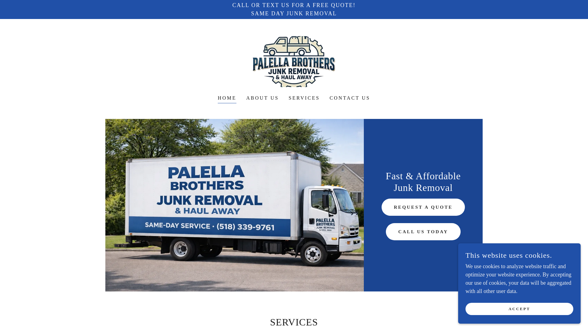 website screenshot of https://palellajunkremoval.com/