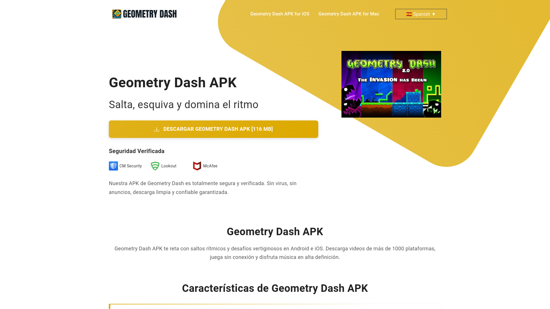 website screenshot of https://geometrydashs.com.co