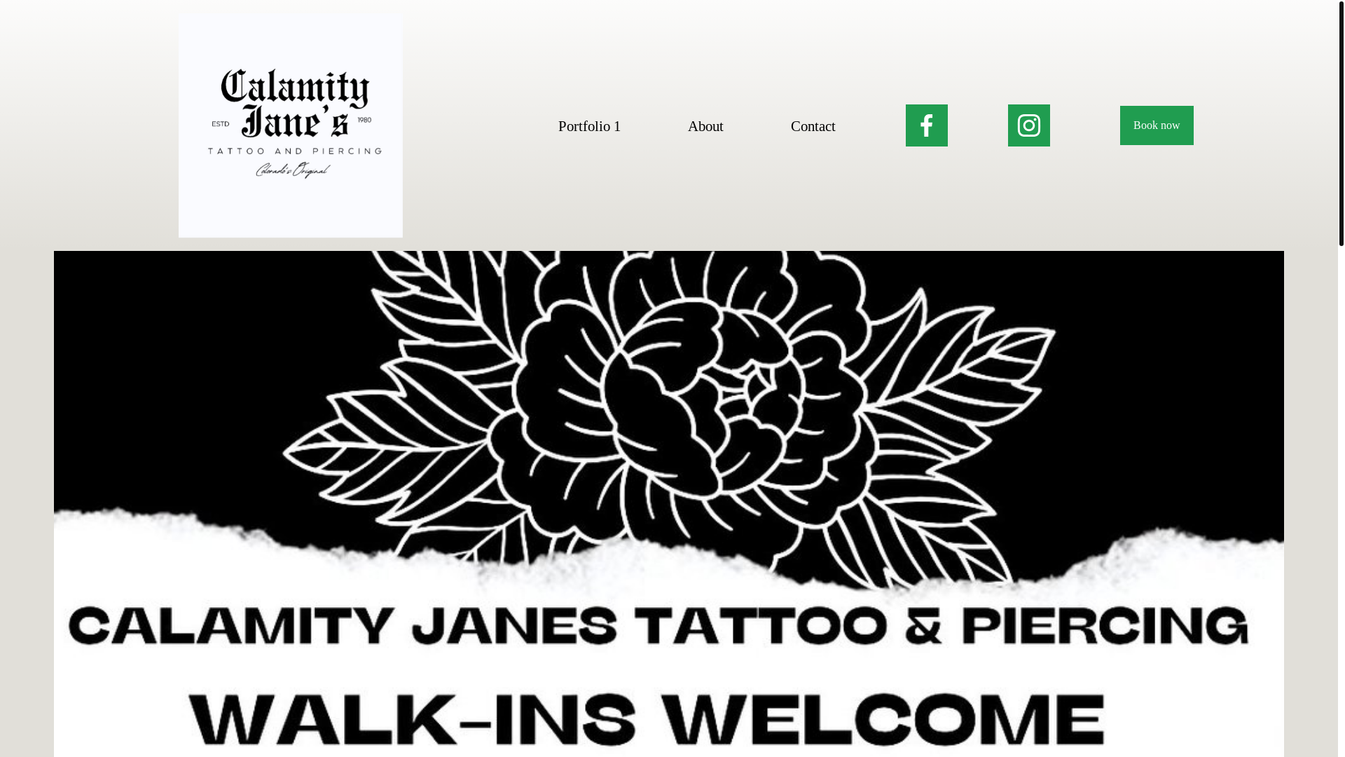 website screenshot of https://calamityjanestattoopiercing.com/