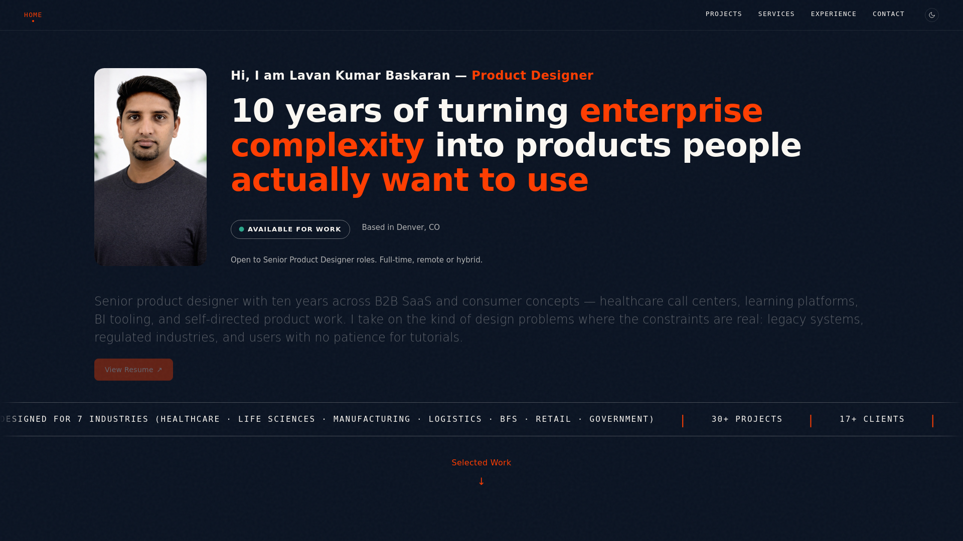 website screenshot of https://lavankumar.com/