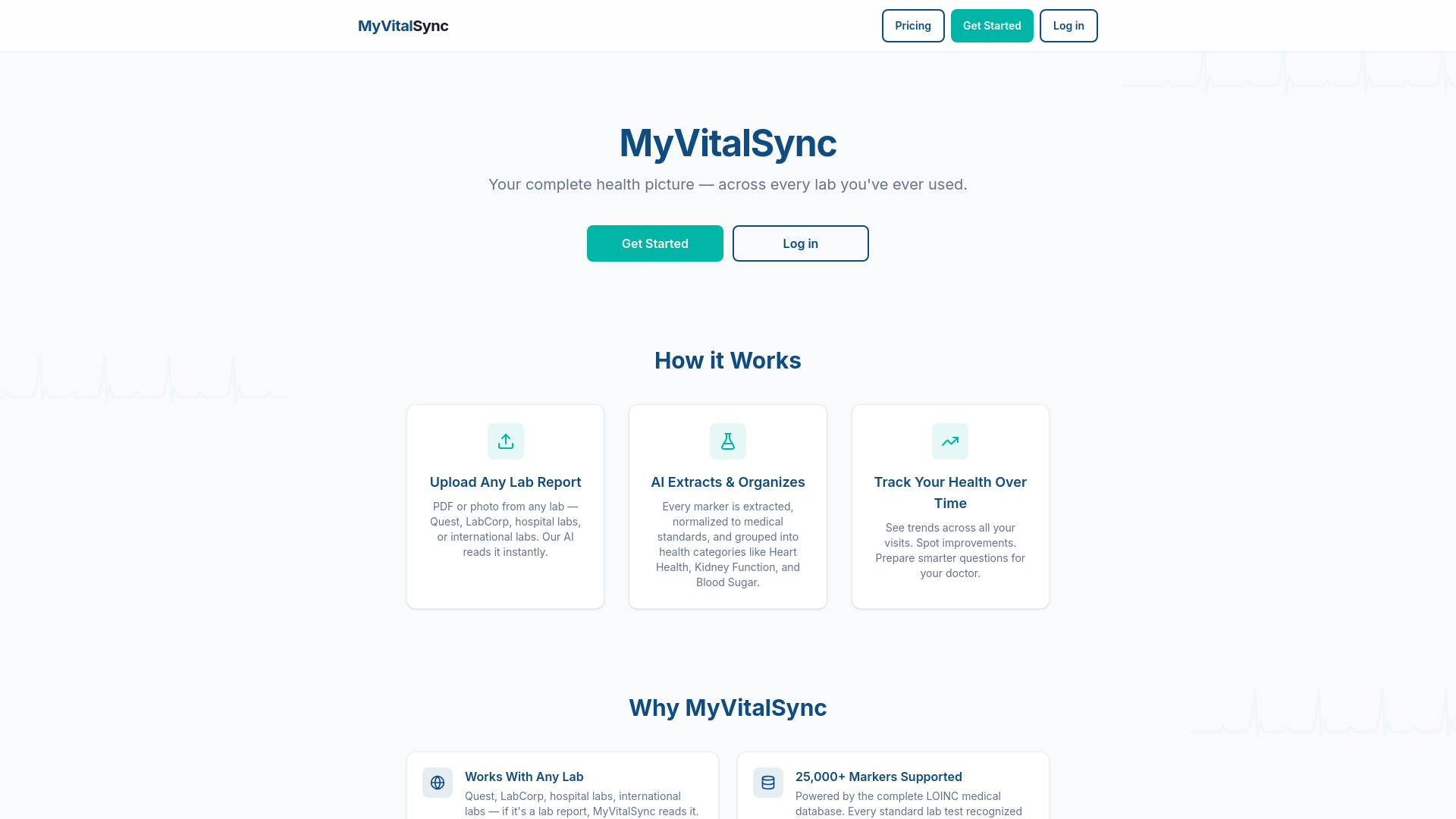 website screenshot of https://myvitalsync.app/