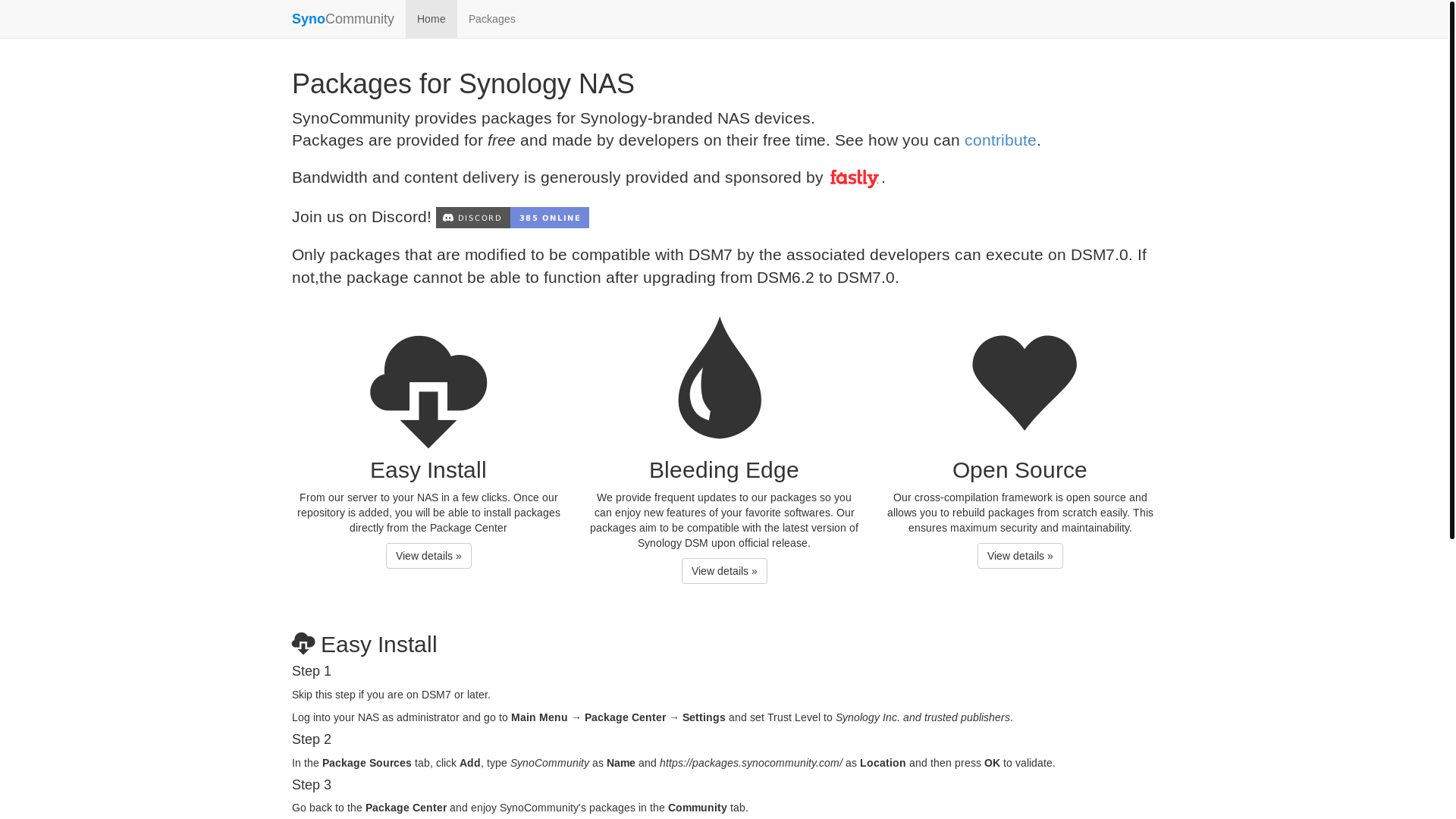 website screenshot of https://synocommunity.com