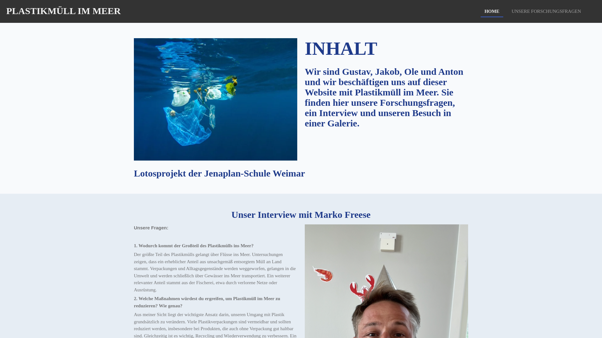 website screenshot of https://plastikmuellimmeer.de