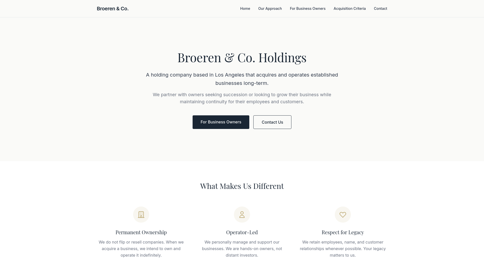website screenshot of https://broerenandco.com/