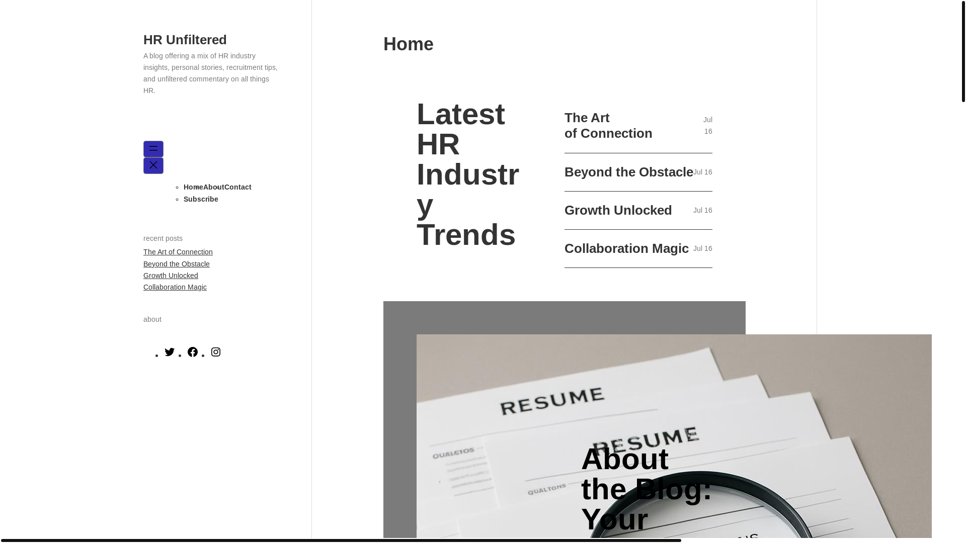 website screenshot of https://hrunfiltered.blog/