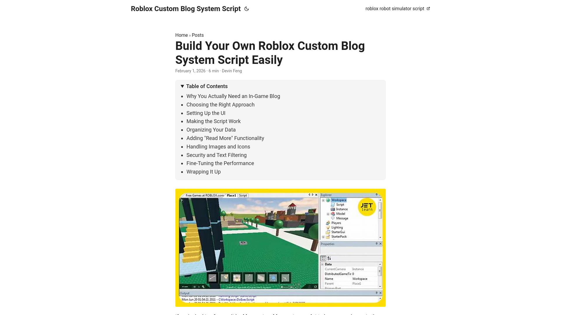 website screenshot of https://roblox-custom-blog-system-script.pages.dev/