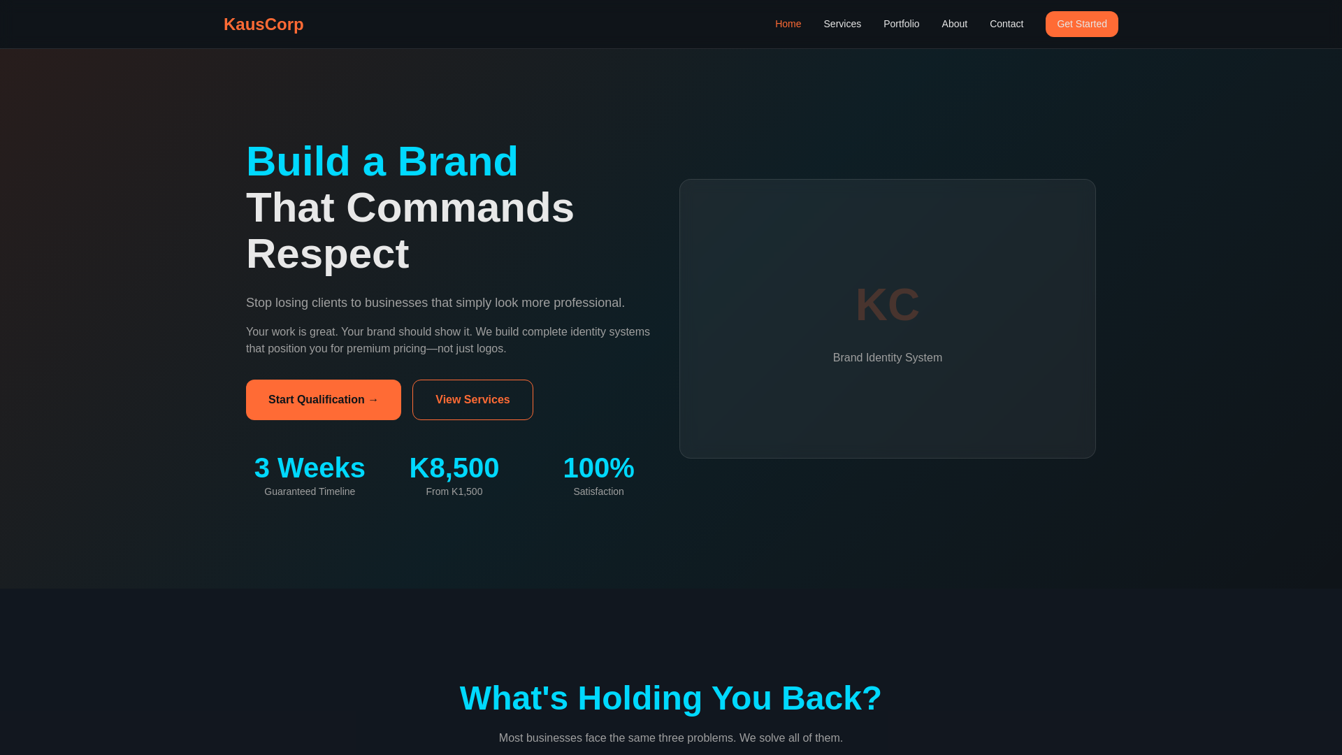website screenshot of https://kauscorp.com/