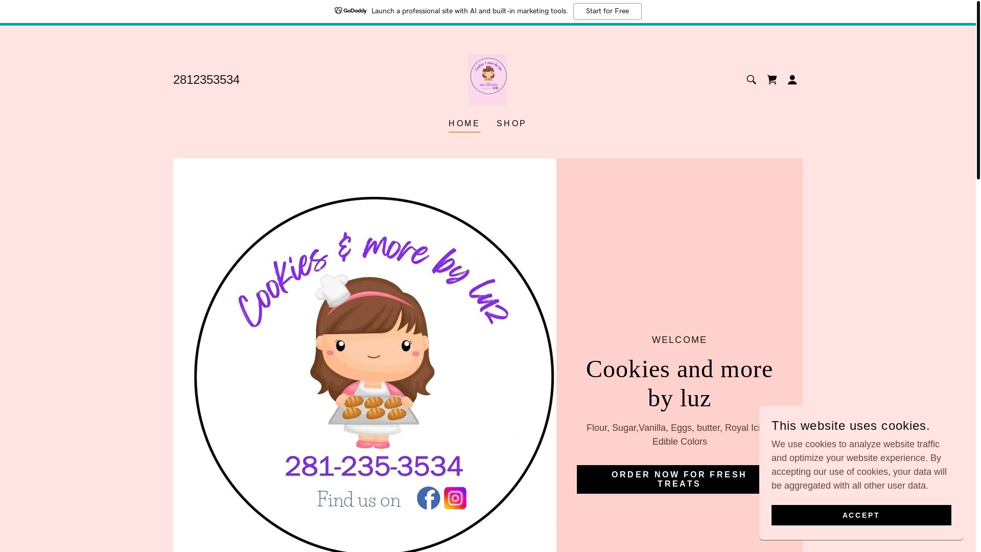 website screenshot of https://cookiesbyluzandmore.shop/