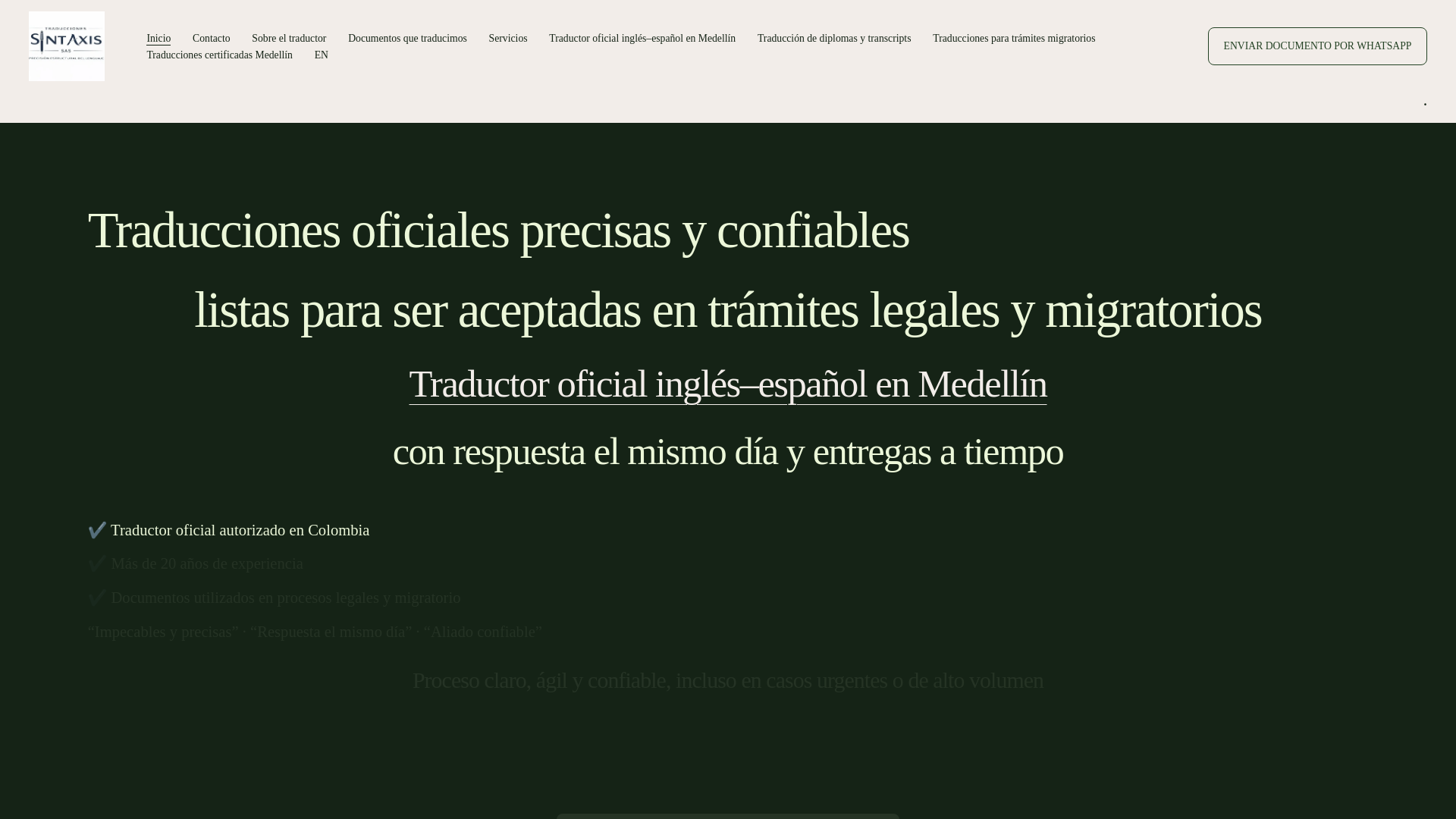 website screenshot of https://traduccionessintaxis.com